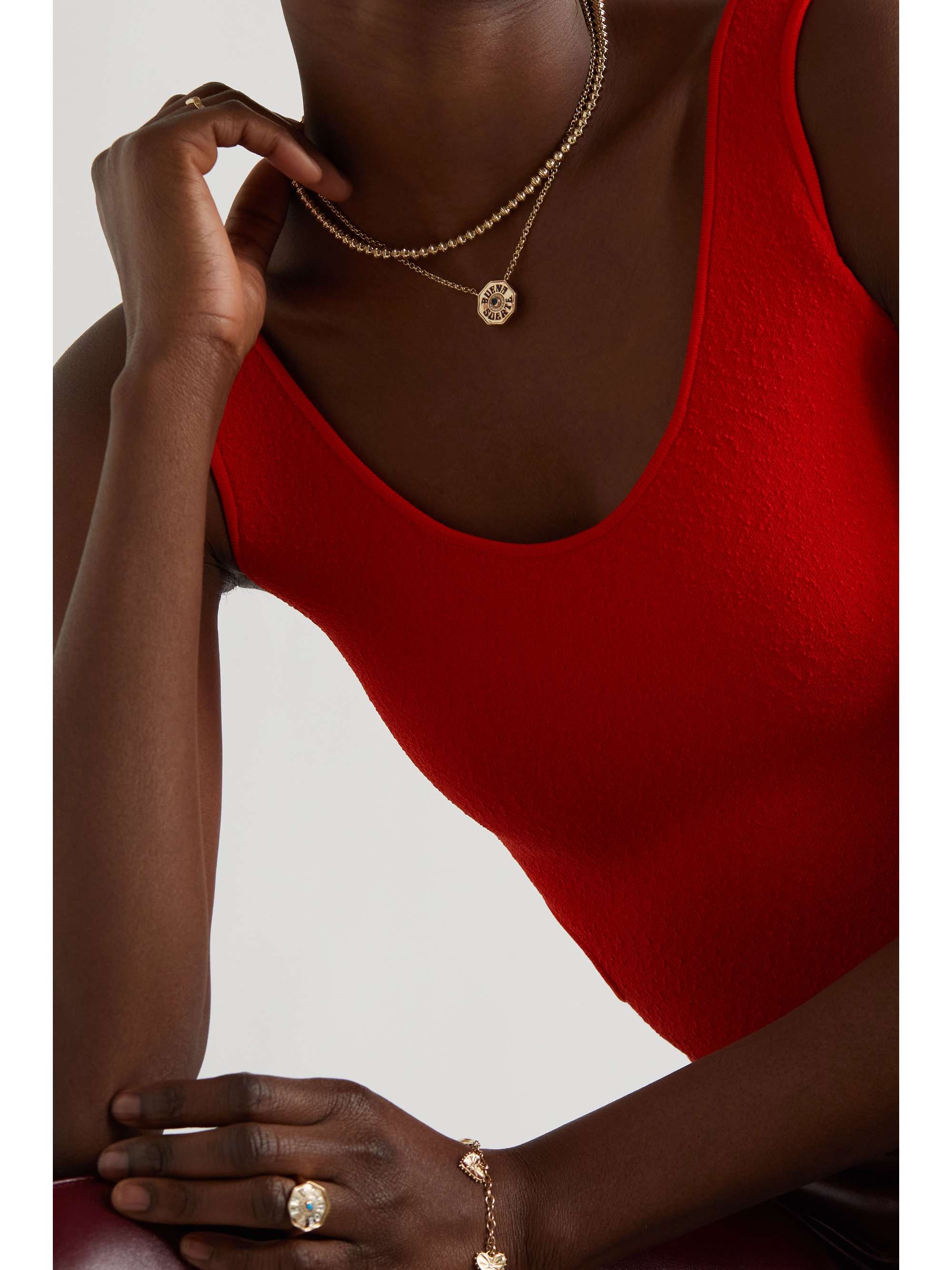 MARLO LAZ Mini Squash Blossom 14-karat gold necklace