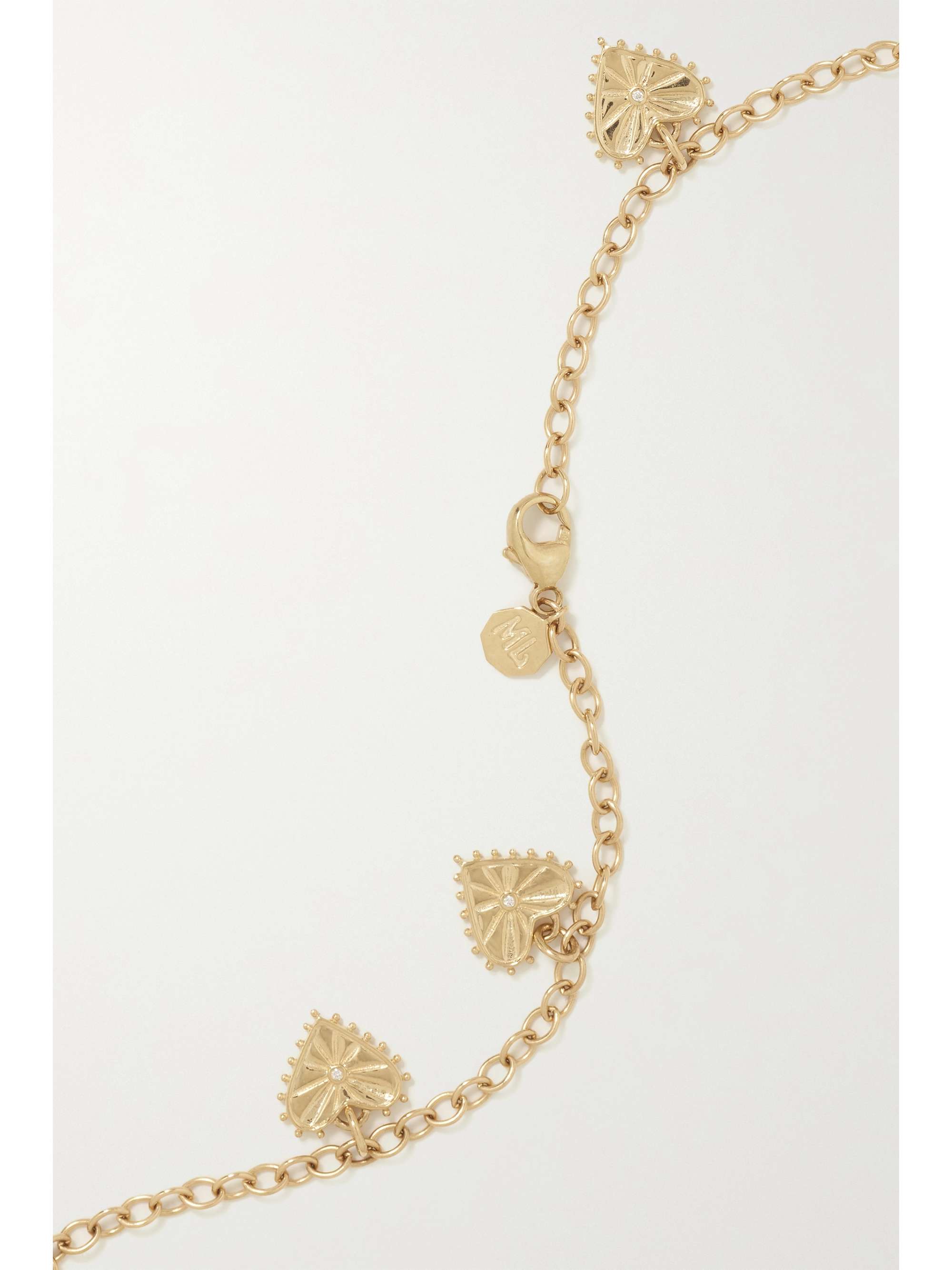 MARLO LAZ Multi Heart 14-karat gold diamond necklace