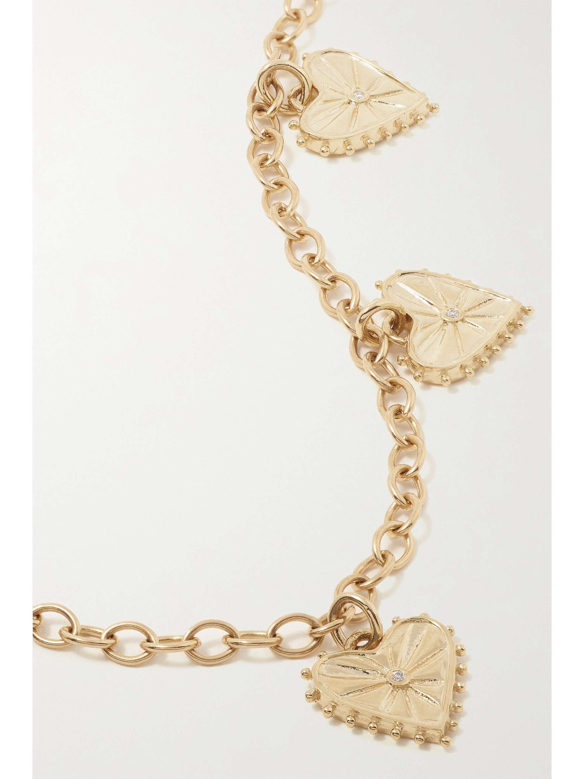 MARLO LAZ Multi Heart 14-karat gold diamond necklace