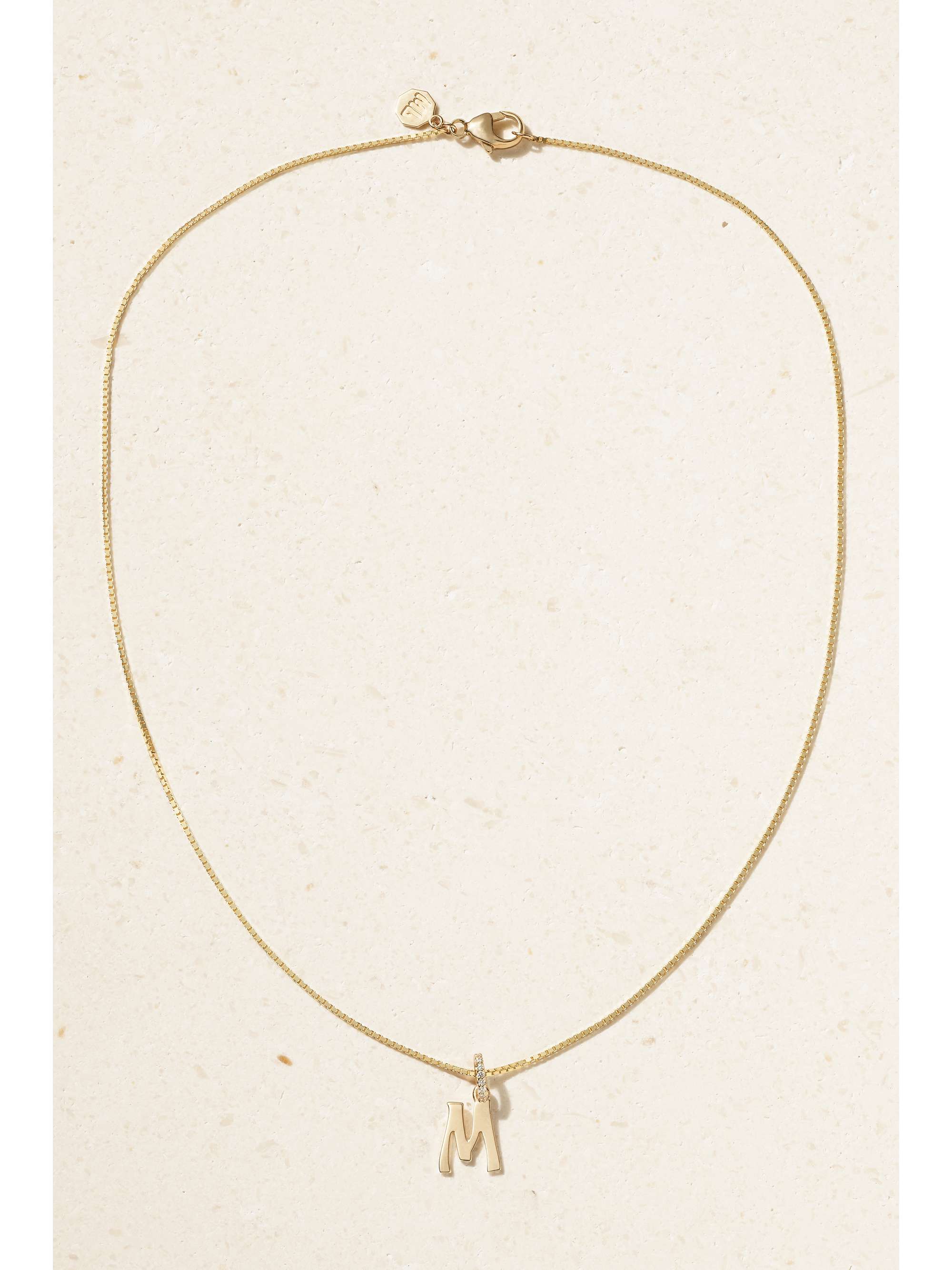MARLO LAZ Letter Charm 14-karat gold diamond necklace