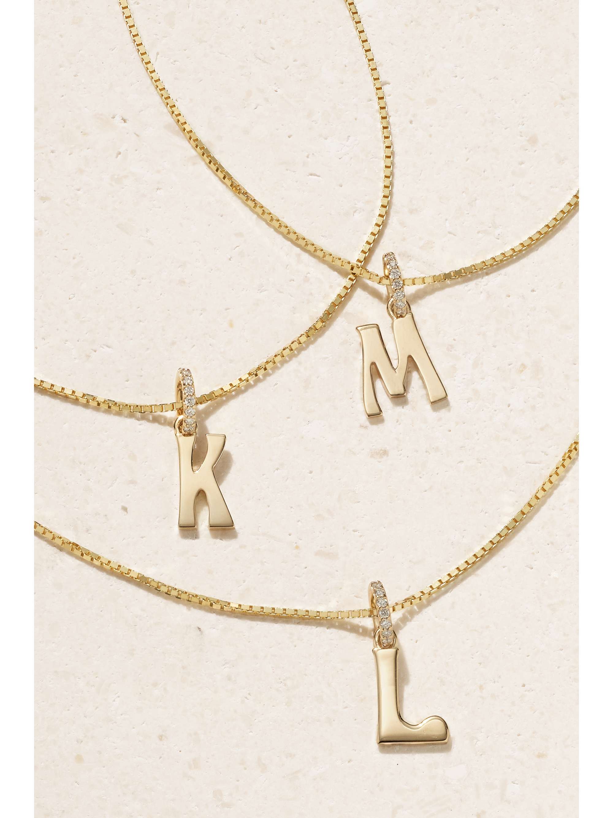 MARLO LAZ Letter Charm 14-karat gold diamond necklace