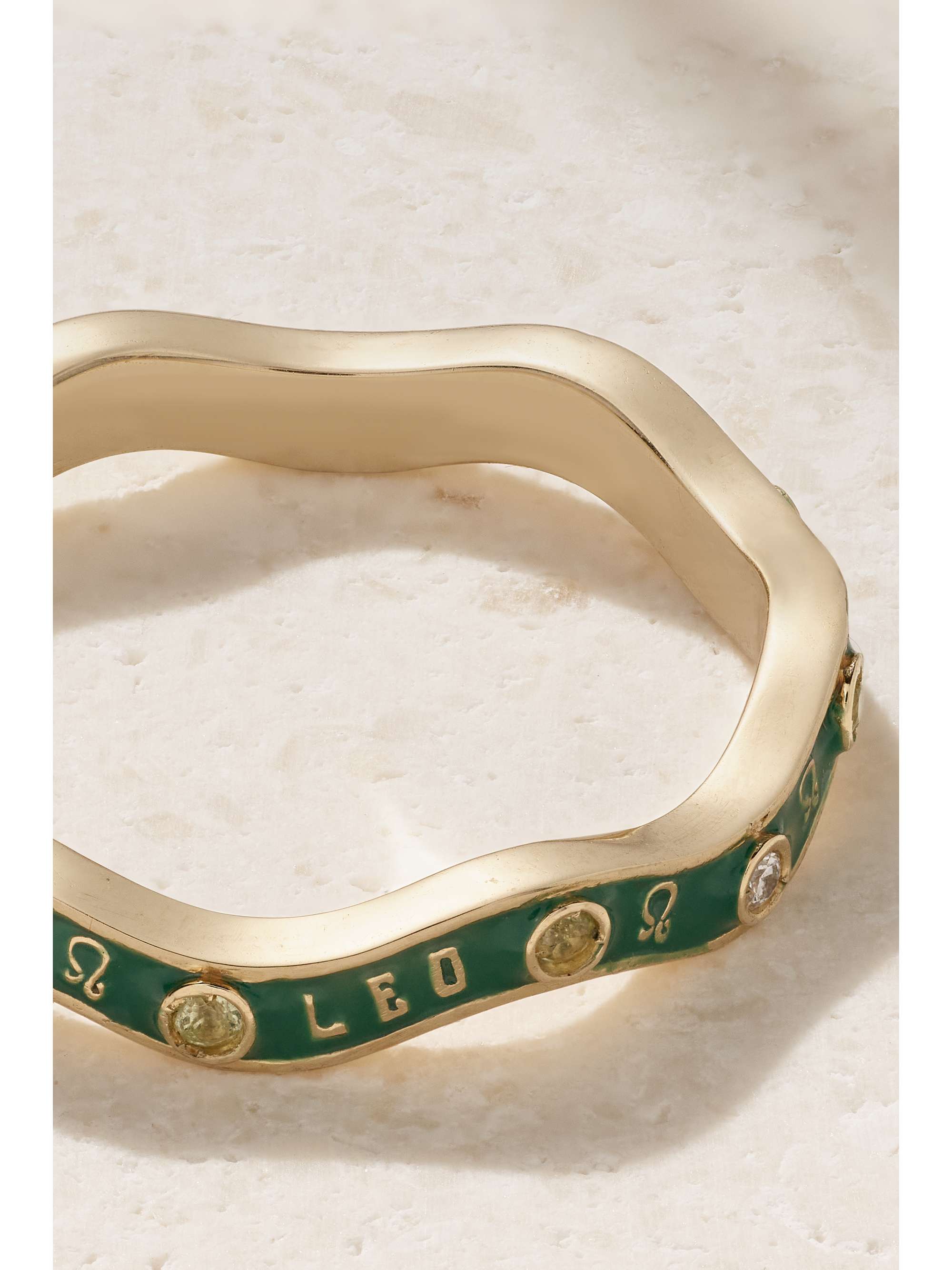 MARLO LAZ Zodiac Wave 14-karat gold, enamel and multi-stone ring