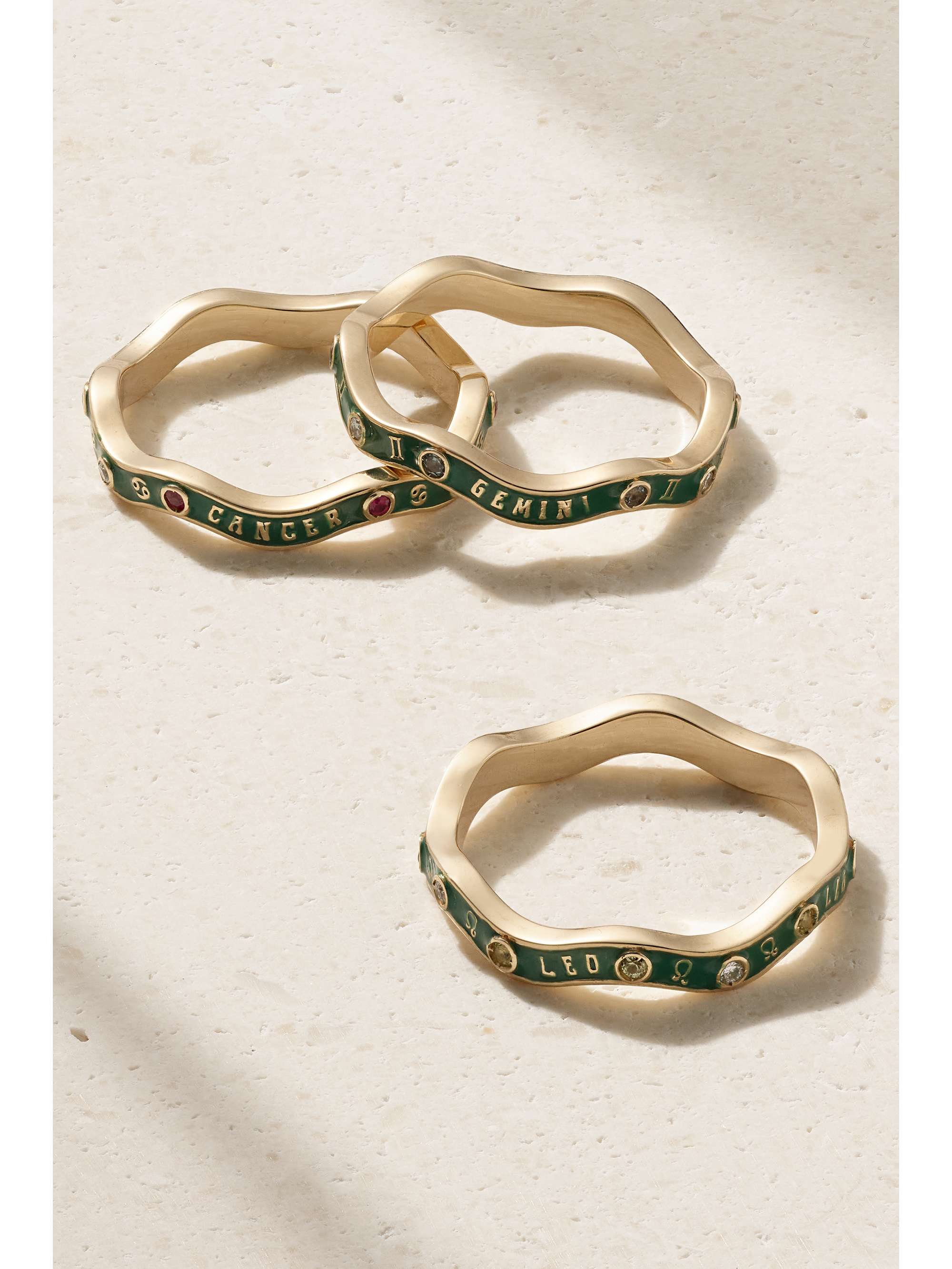 MARLO LAZ Zodiac Wave 14-karat gold, enamel and multi-stone ring