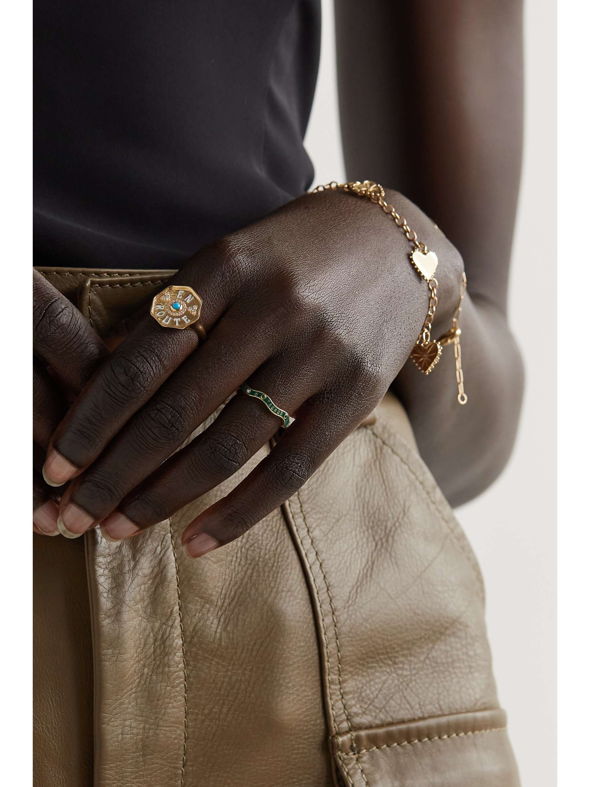 MARLO LAZ Zodiac Wave 14-karat gold, enamel and multi-stone ring