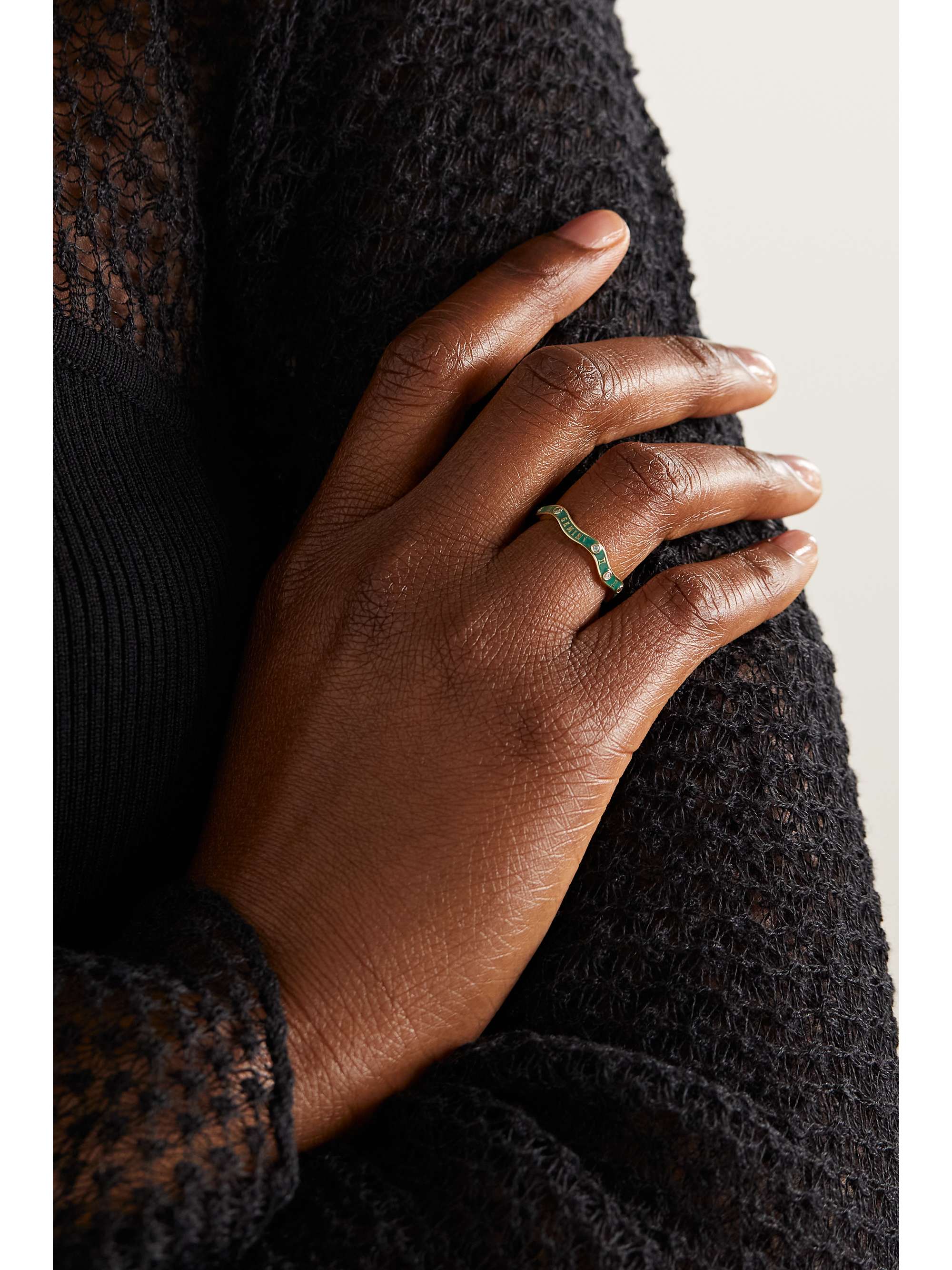 MARLO LAZ Zodiac Wave 14-karat gold, enamel and multi-stone ring