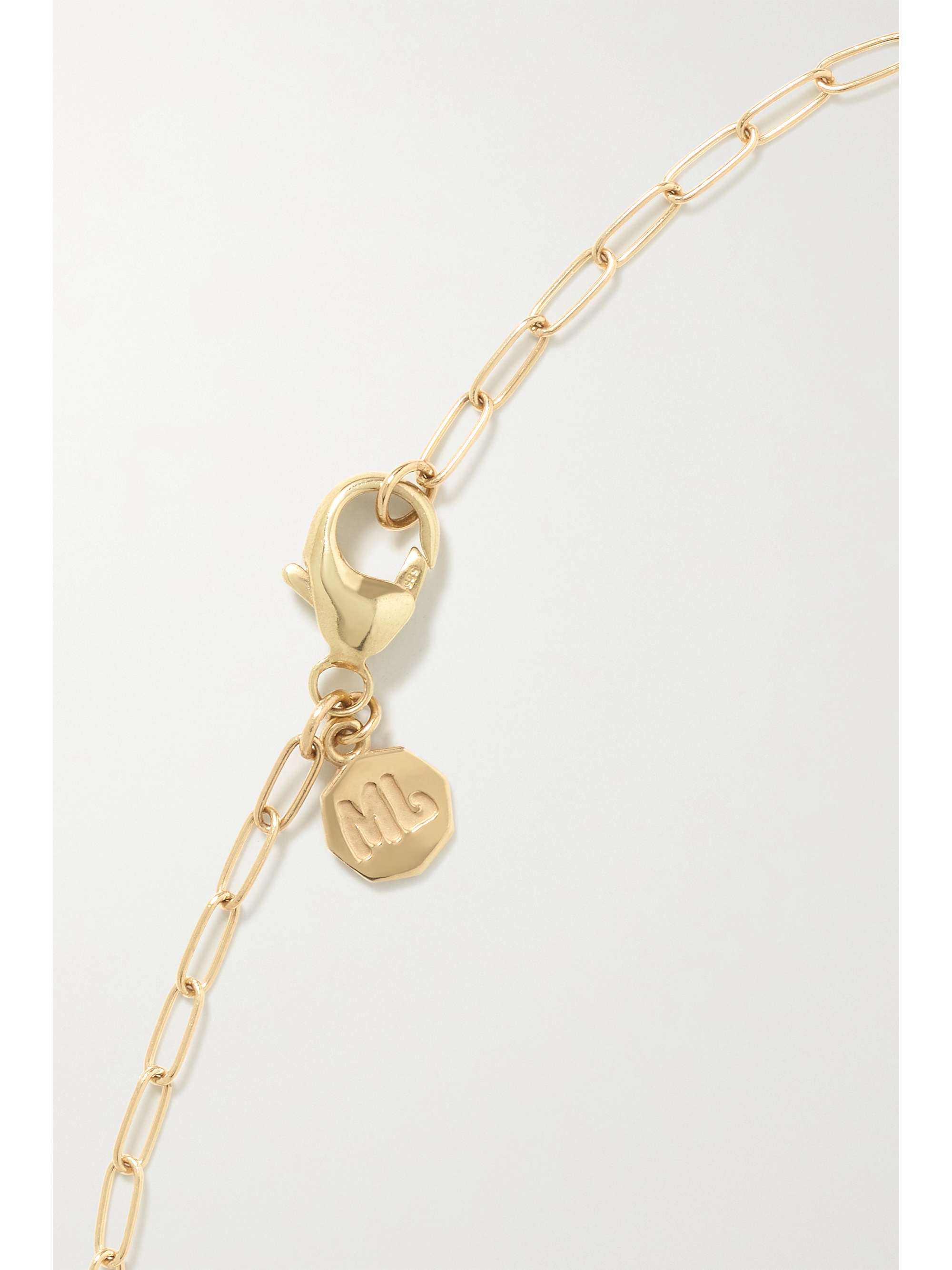 MARLO LAZ Wee Porte Bonheur Coin 14-karat gold, enamel and sapphire bracelet