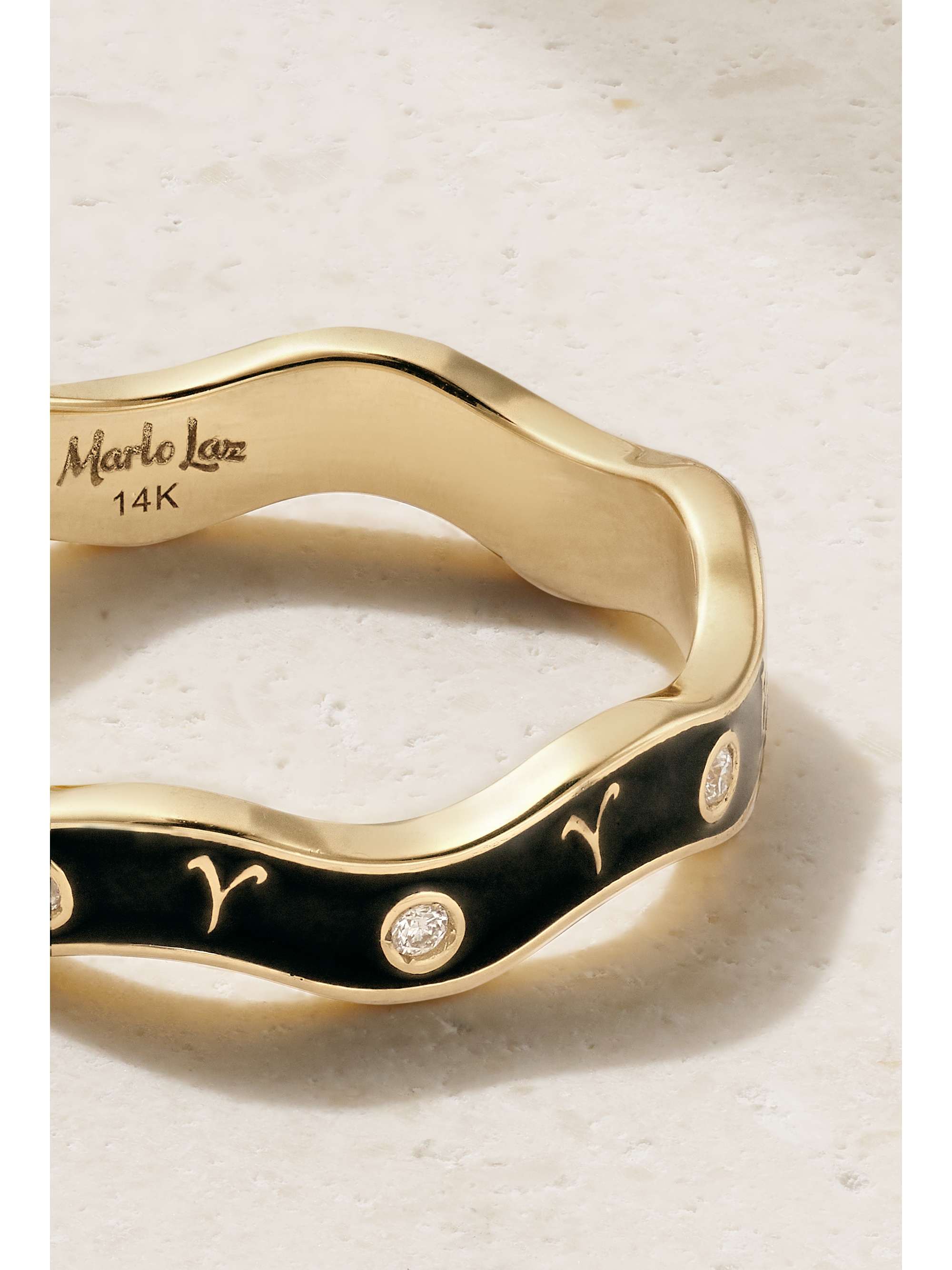 MARLO LAZ Zodiac Wave 14-karat gold, enamel and multi-stone ring
