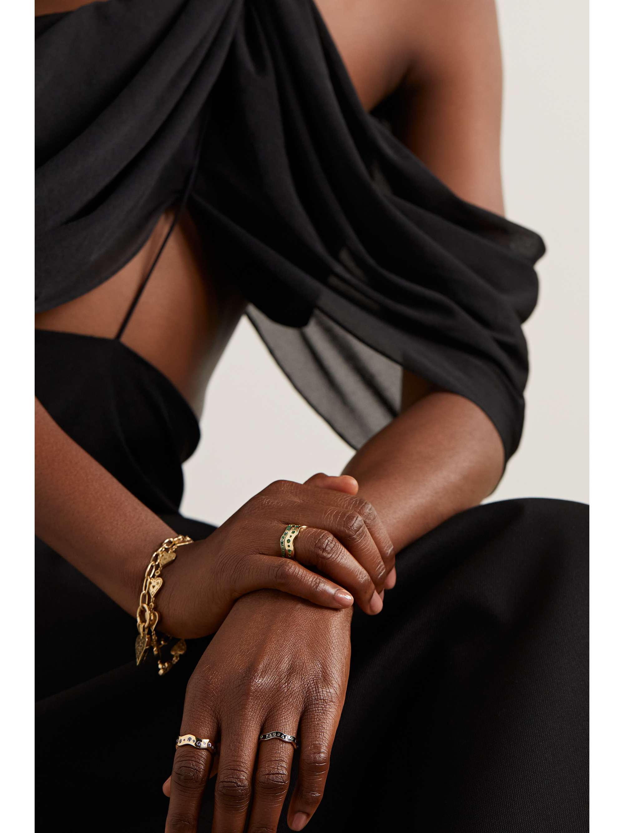 MARLO LAZ Zodiac Wave 14-karat gold, enamel and multi-stone ring