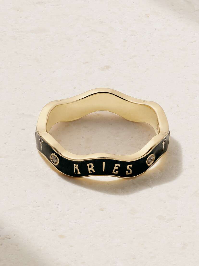 Marlo Laz Zodiac Wave 14-karat Gold, Enamel And Multi-stone Ring - Virgo 6