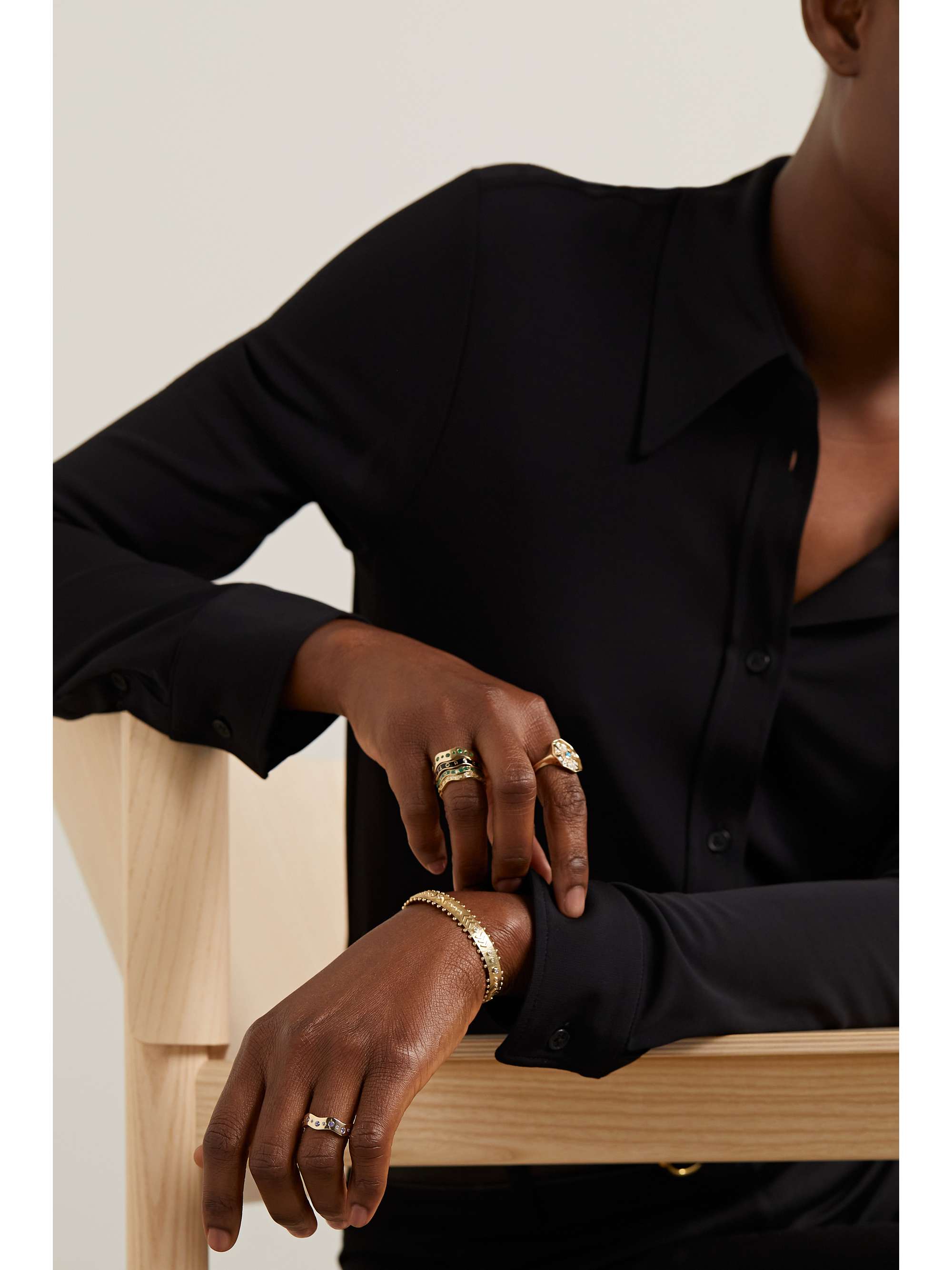 MARLO LAZ Wave 14-karat gold tanzanite ring