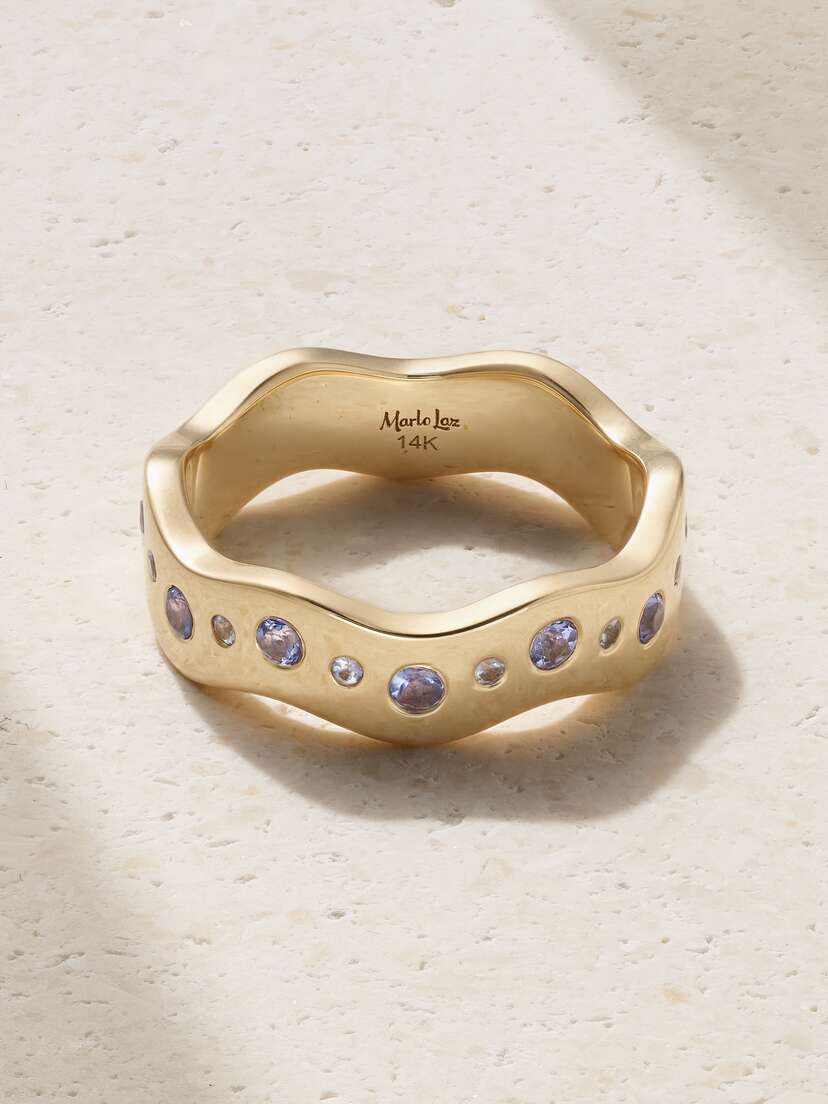 Marlo Laz Burnished Wave 14-karat Gold Tanzanite Ring