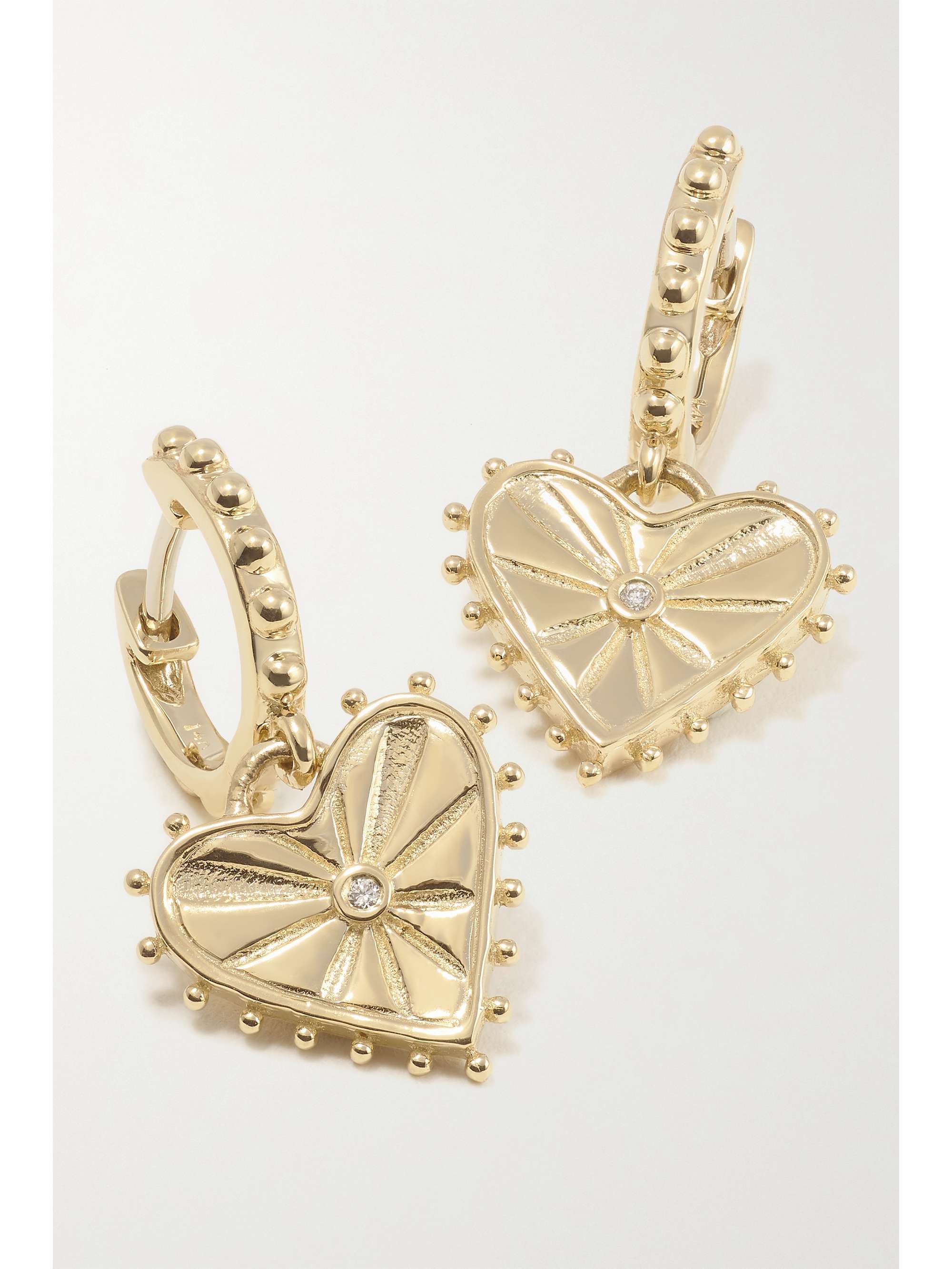 Agape 14 karat gold diamond hoop earrings