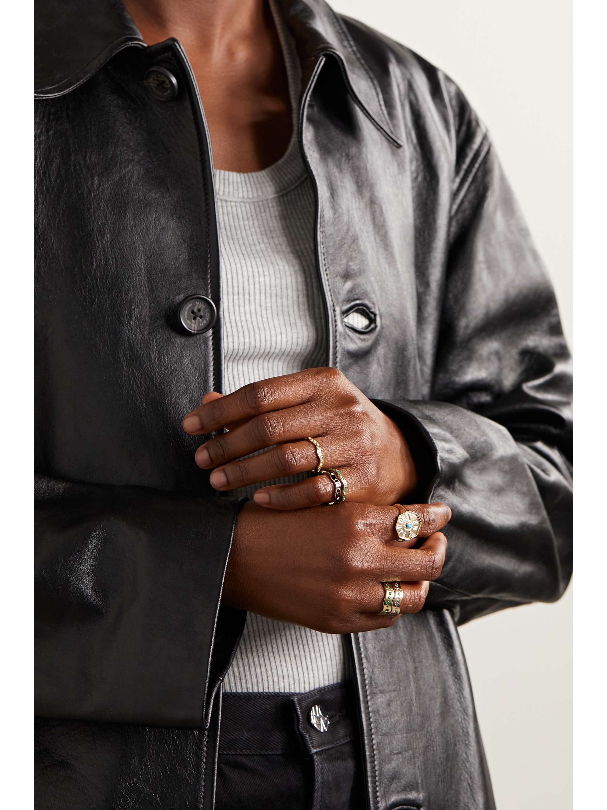 MARLO LAZ Wave 14-karat gold diamond ring