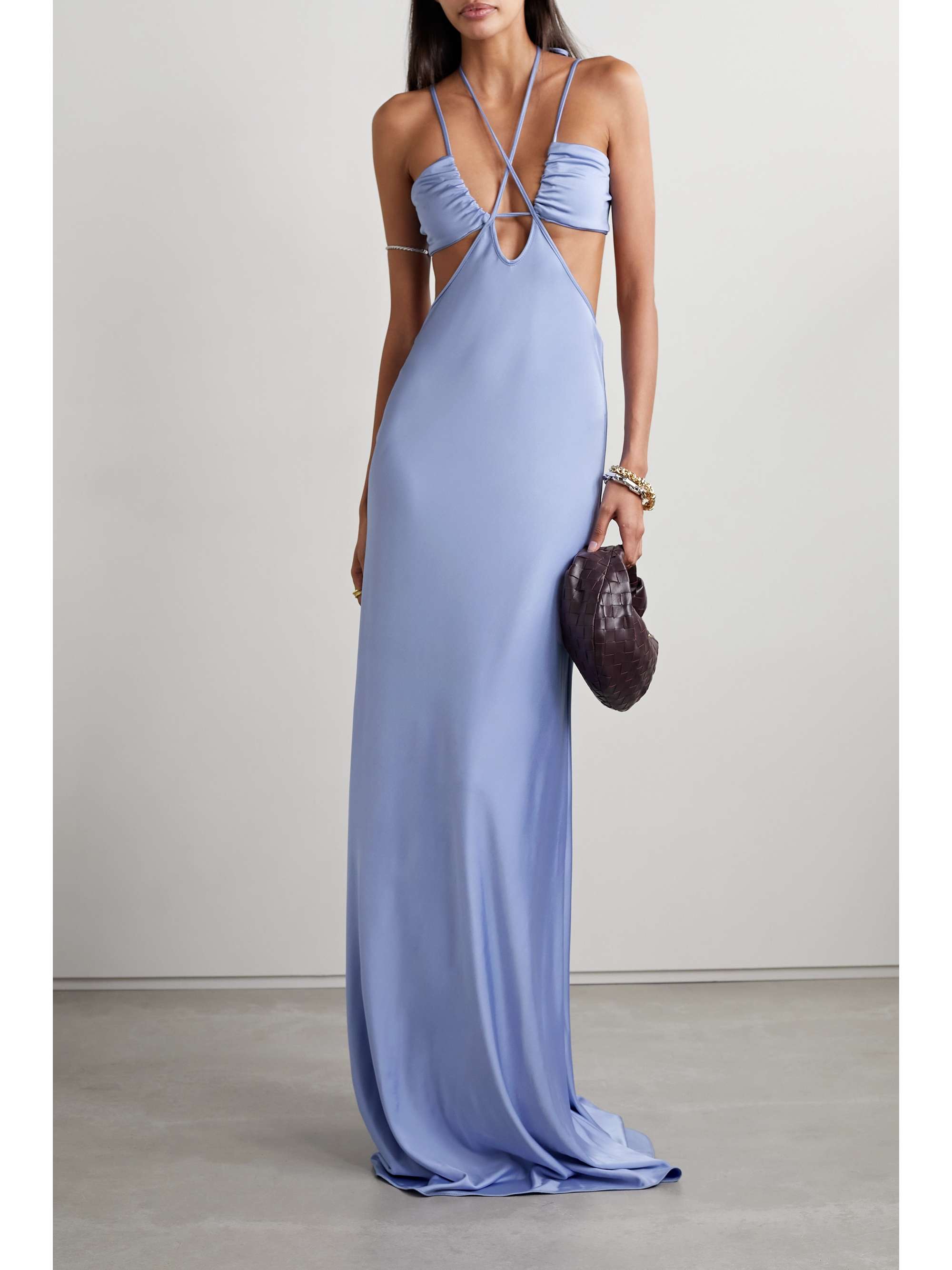 Genesis cutout satin-jersey gown 