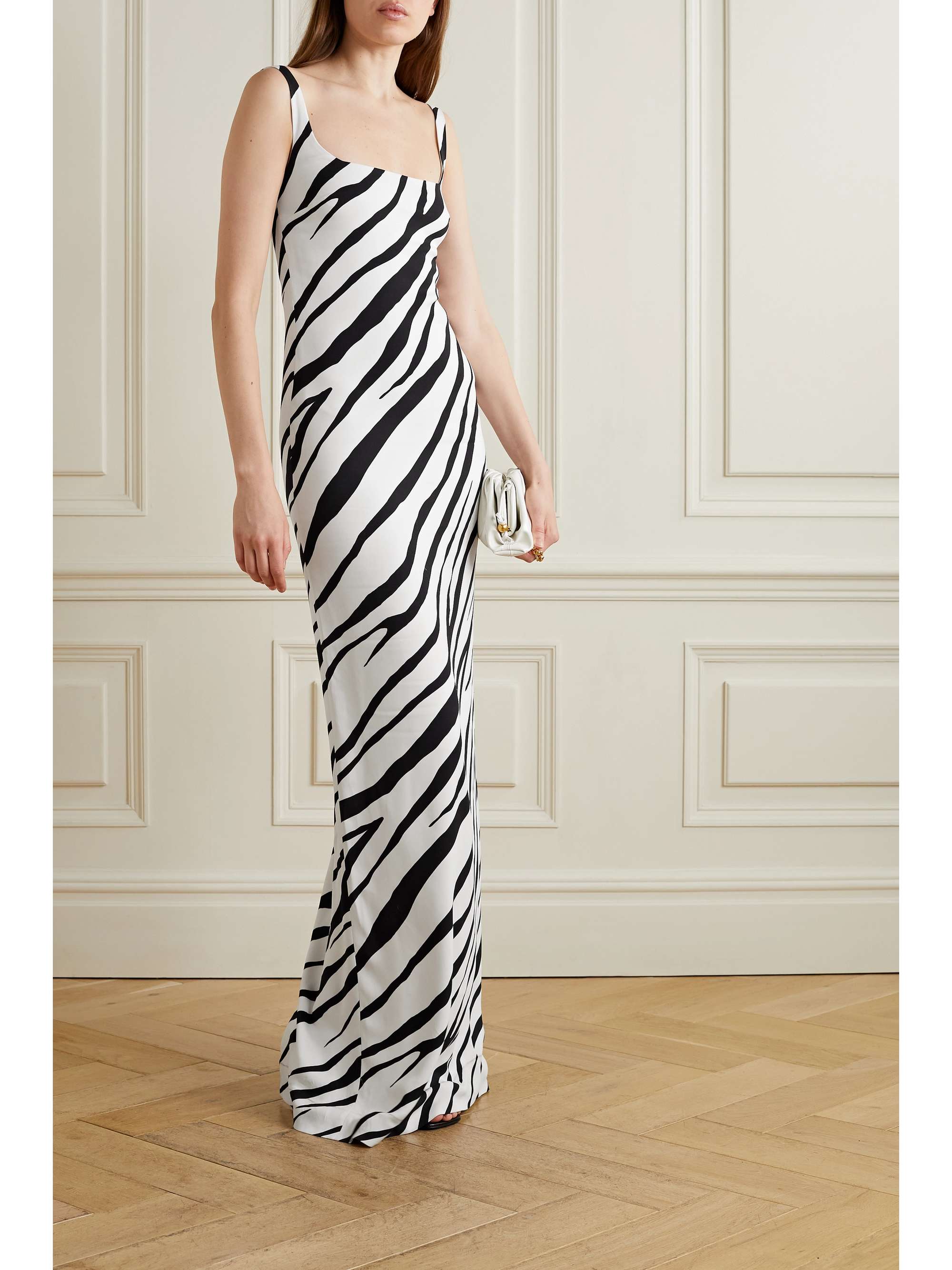 Aaliyah zebra-print cady maxi dress 