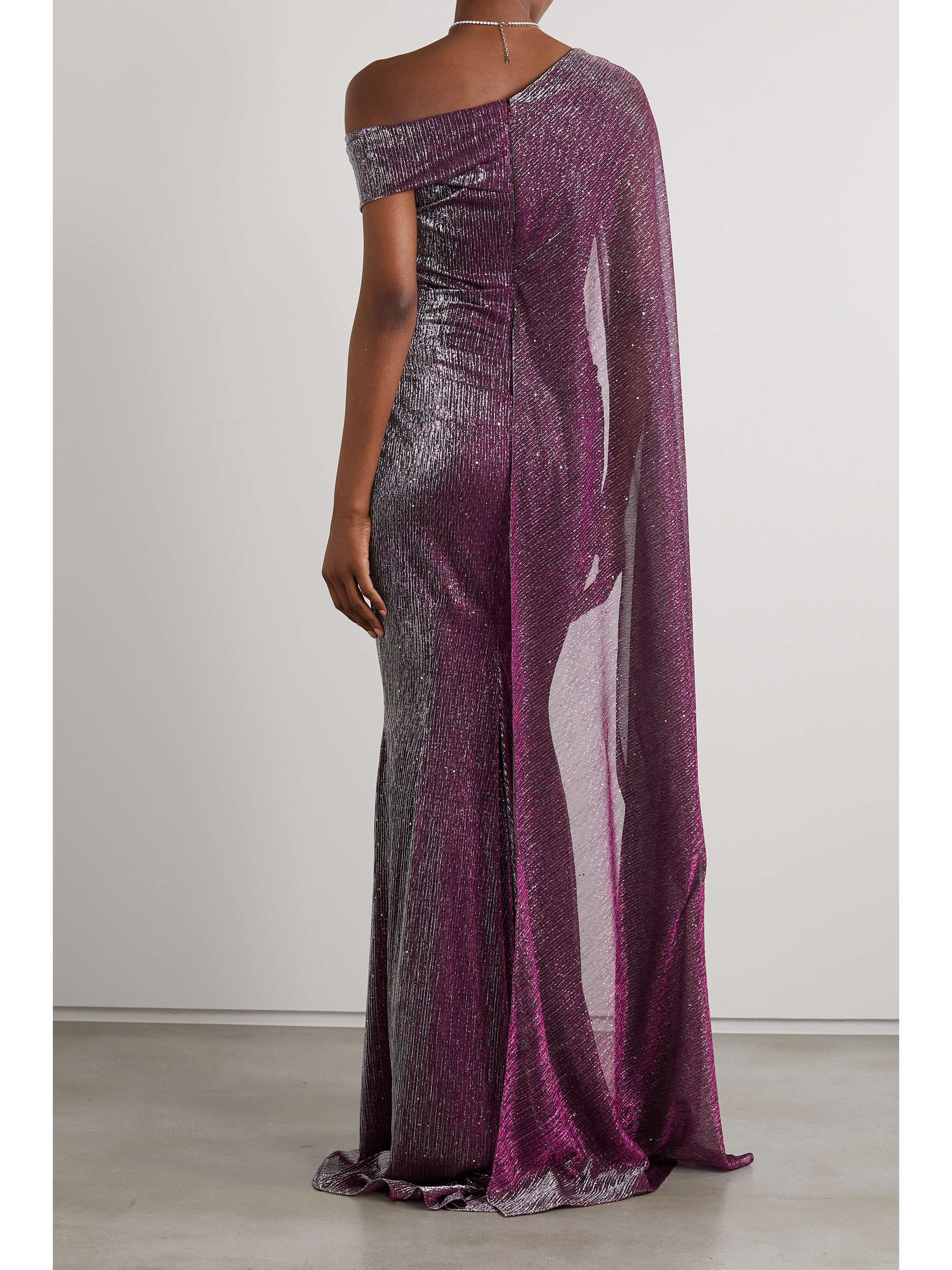 TALBOT RUNHOF Cape-effect metallic voile gown