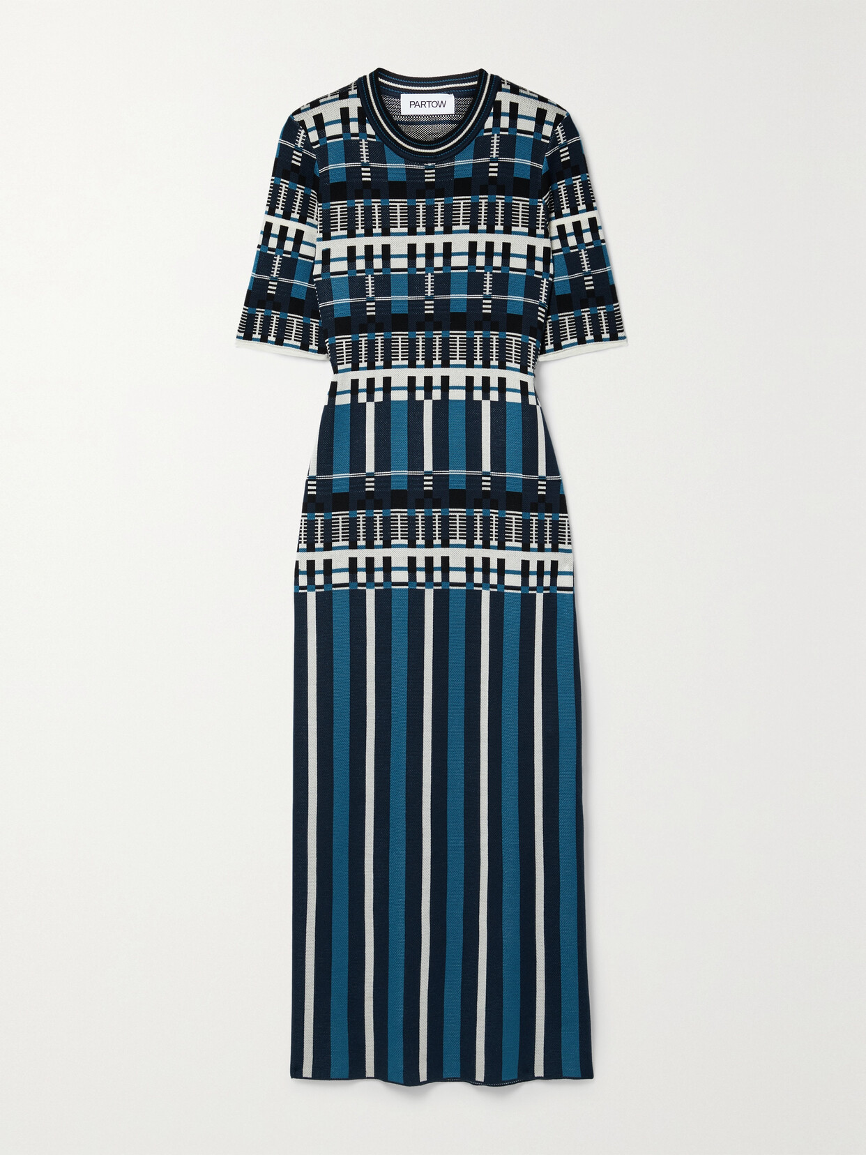 Partow Kinsley Silk And Wool-blend Jacquard Midi Dress In Blue