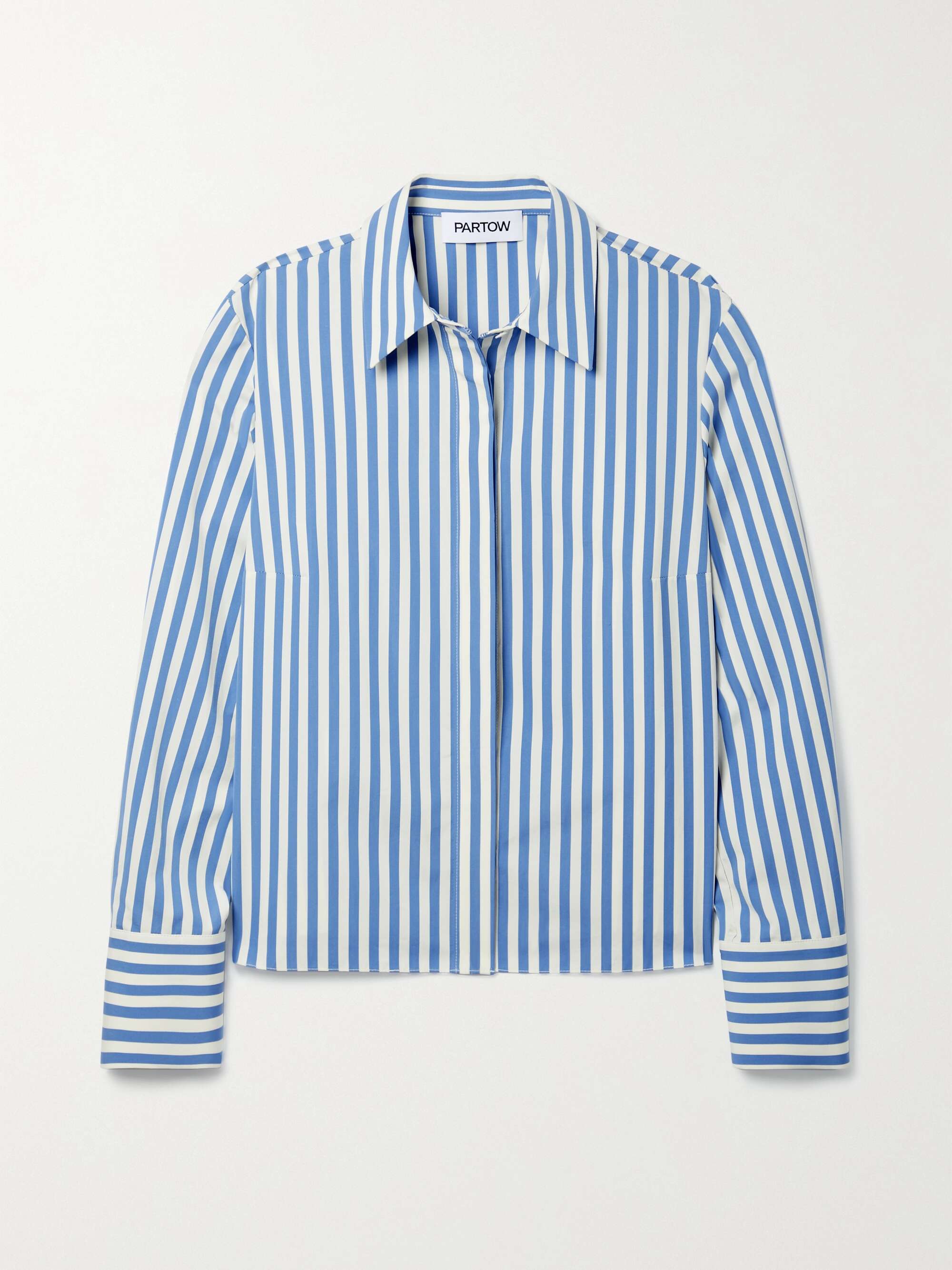Blue Brooks striped cotton-poplin shirt 