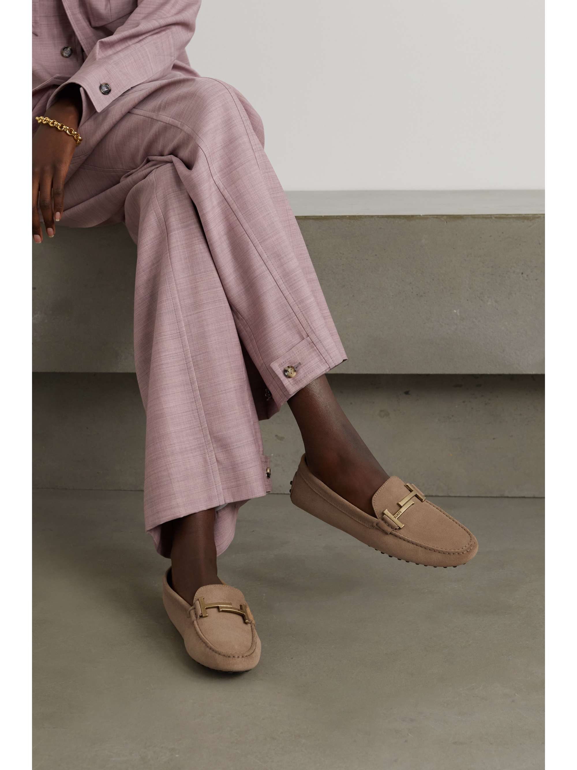 TOD'S Gommini embellished suede loafers