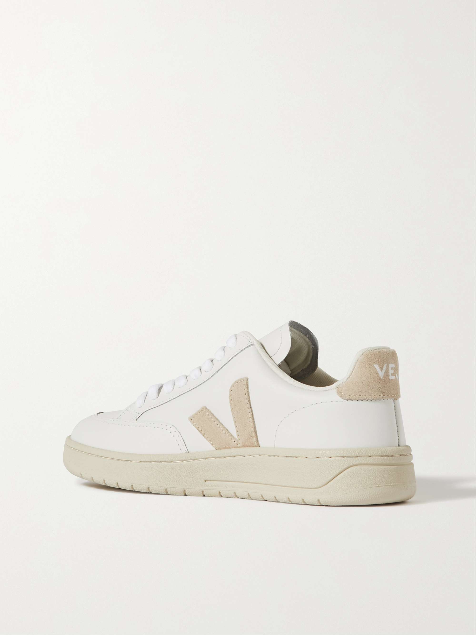 VEJA V-12 suede-trimmed leather sneakers