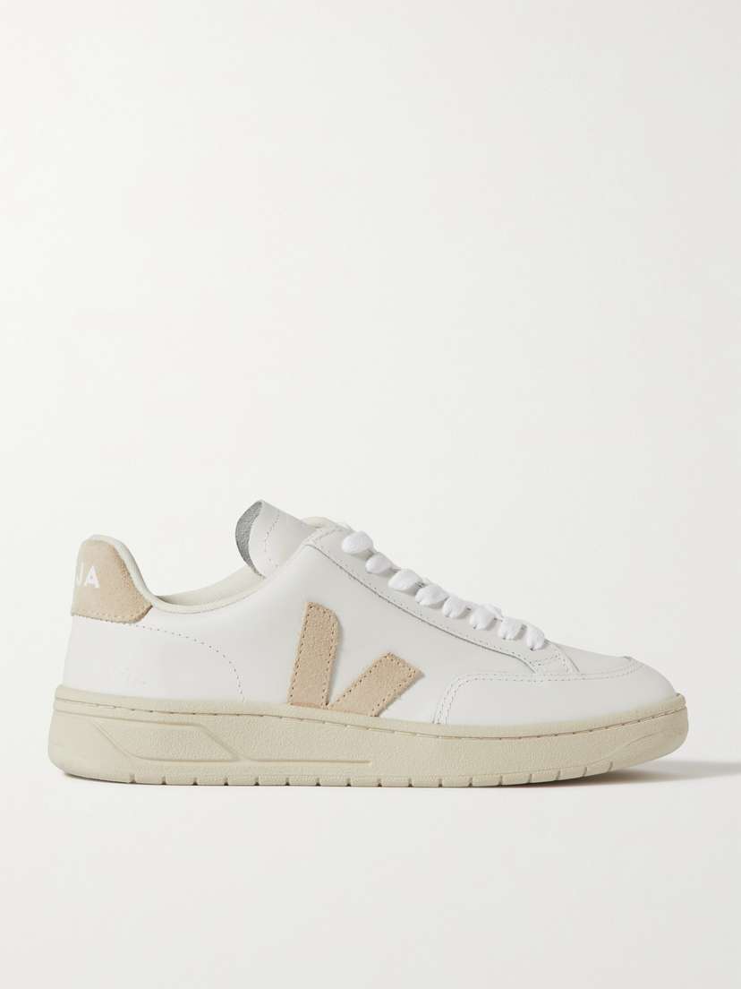 Veja + Net Sustain V-12 Suede-trimmed Leather Sneakers