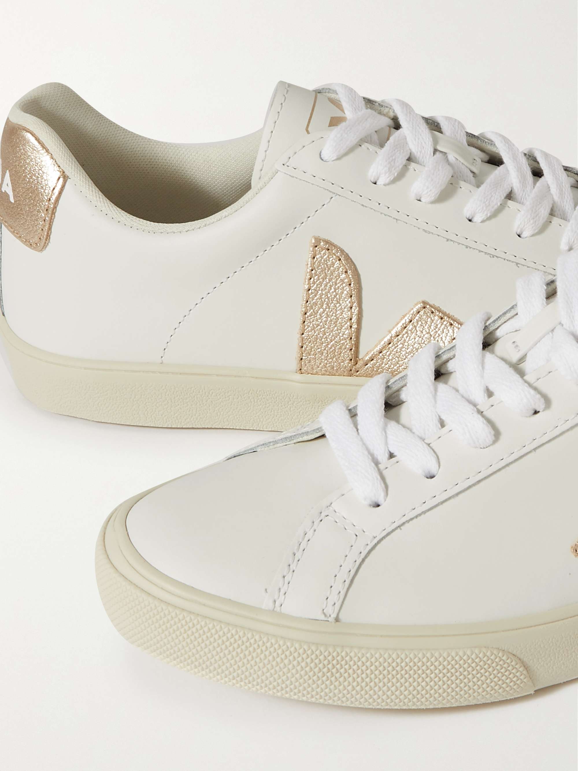 VEJA + NET SUSTAIN Esplar metallic-trimmed leather sneakers