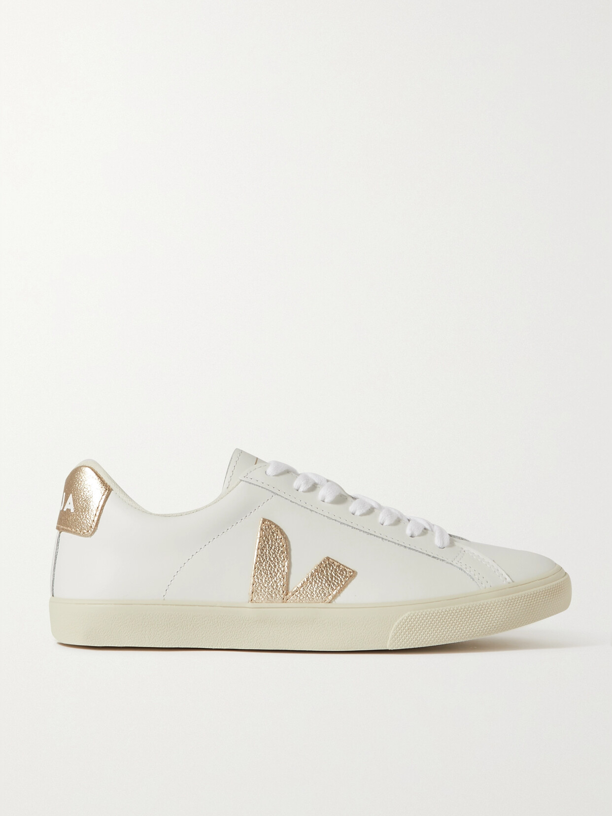 Veja + Net Sustain Esplar Metallic-trimmed Leather Sneakers In White