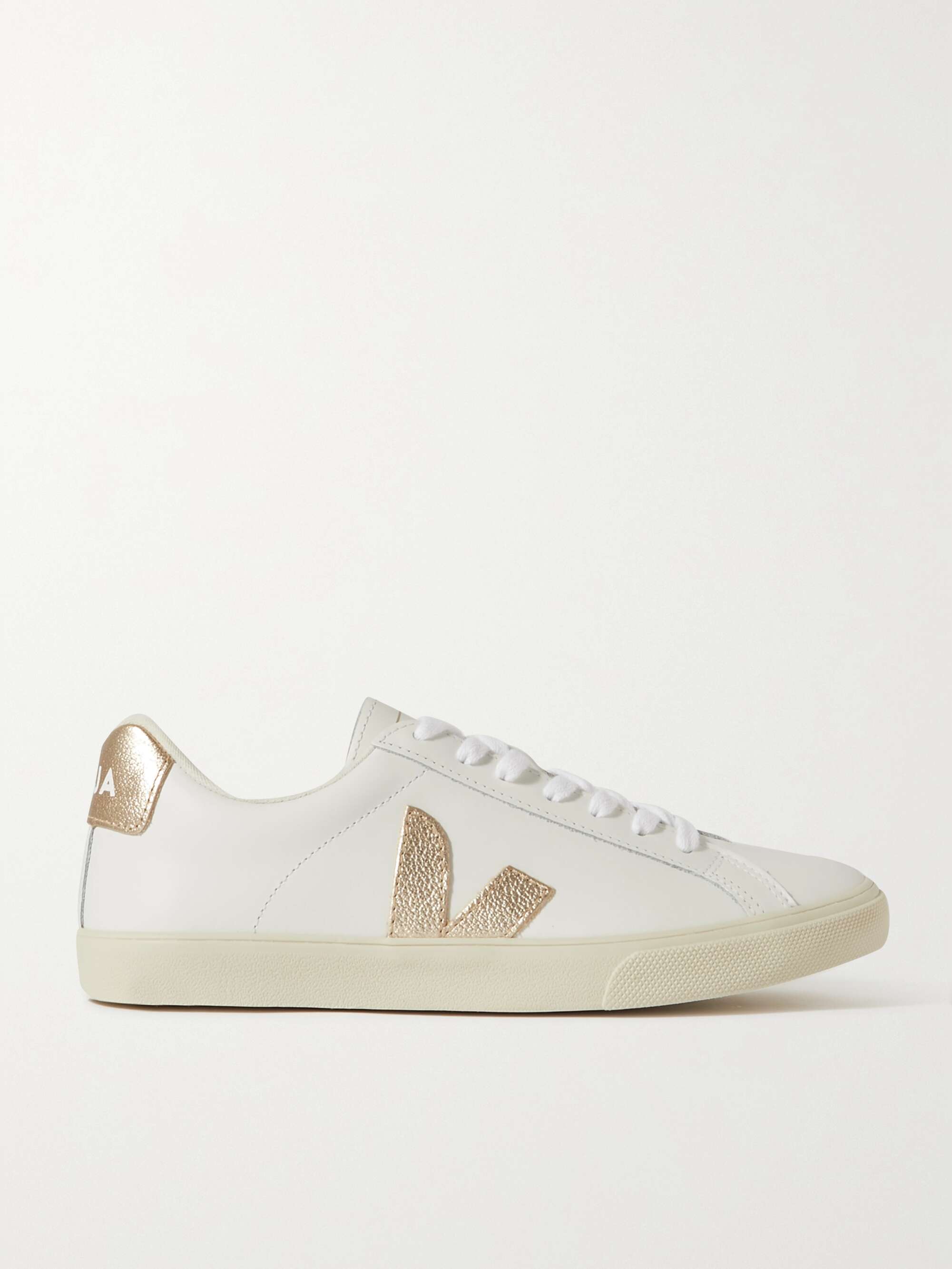 VEJA + NET SUSTAIN Esplar metallic-trimmed leather sneakers