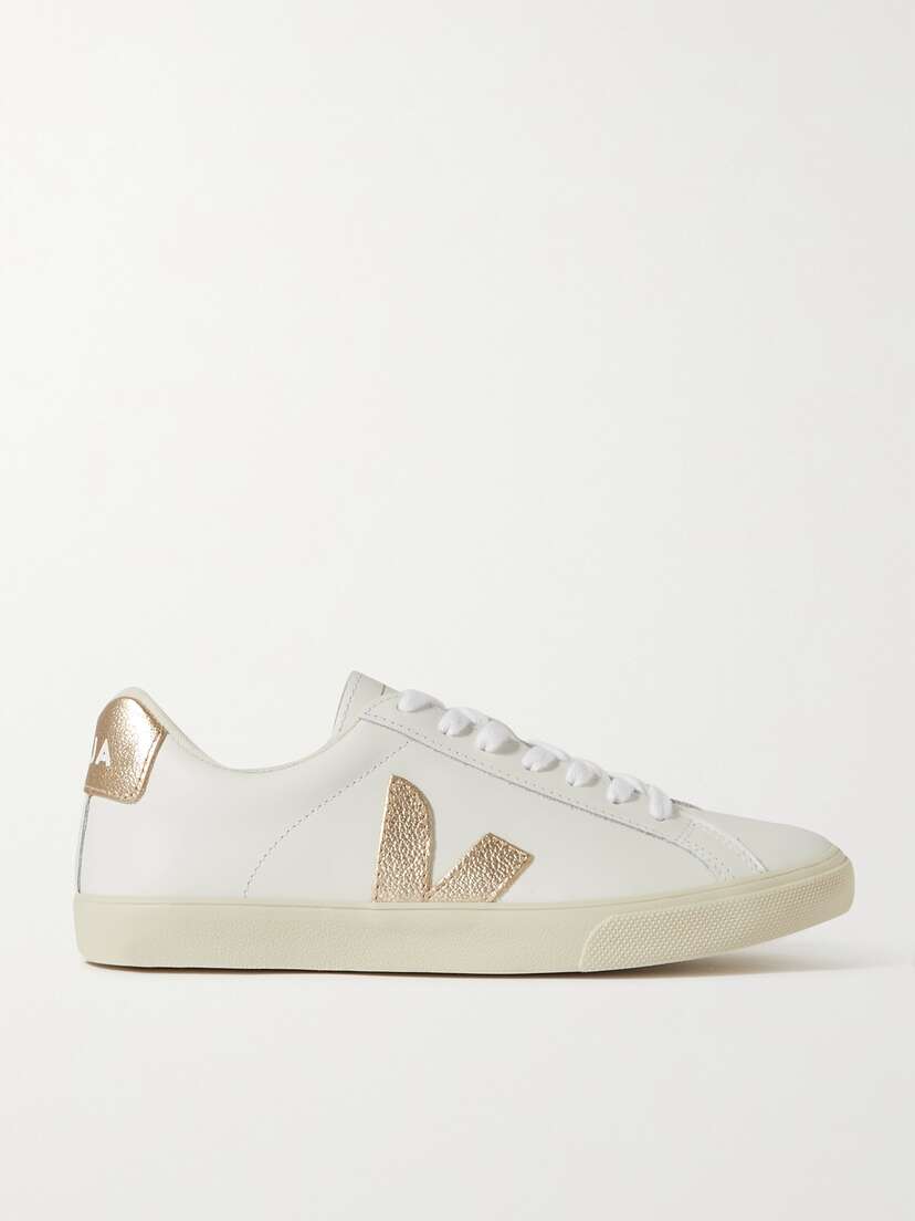 Veja + Net Sustain Esplar Metallic-trimmed Leather Sneakers