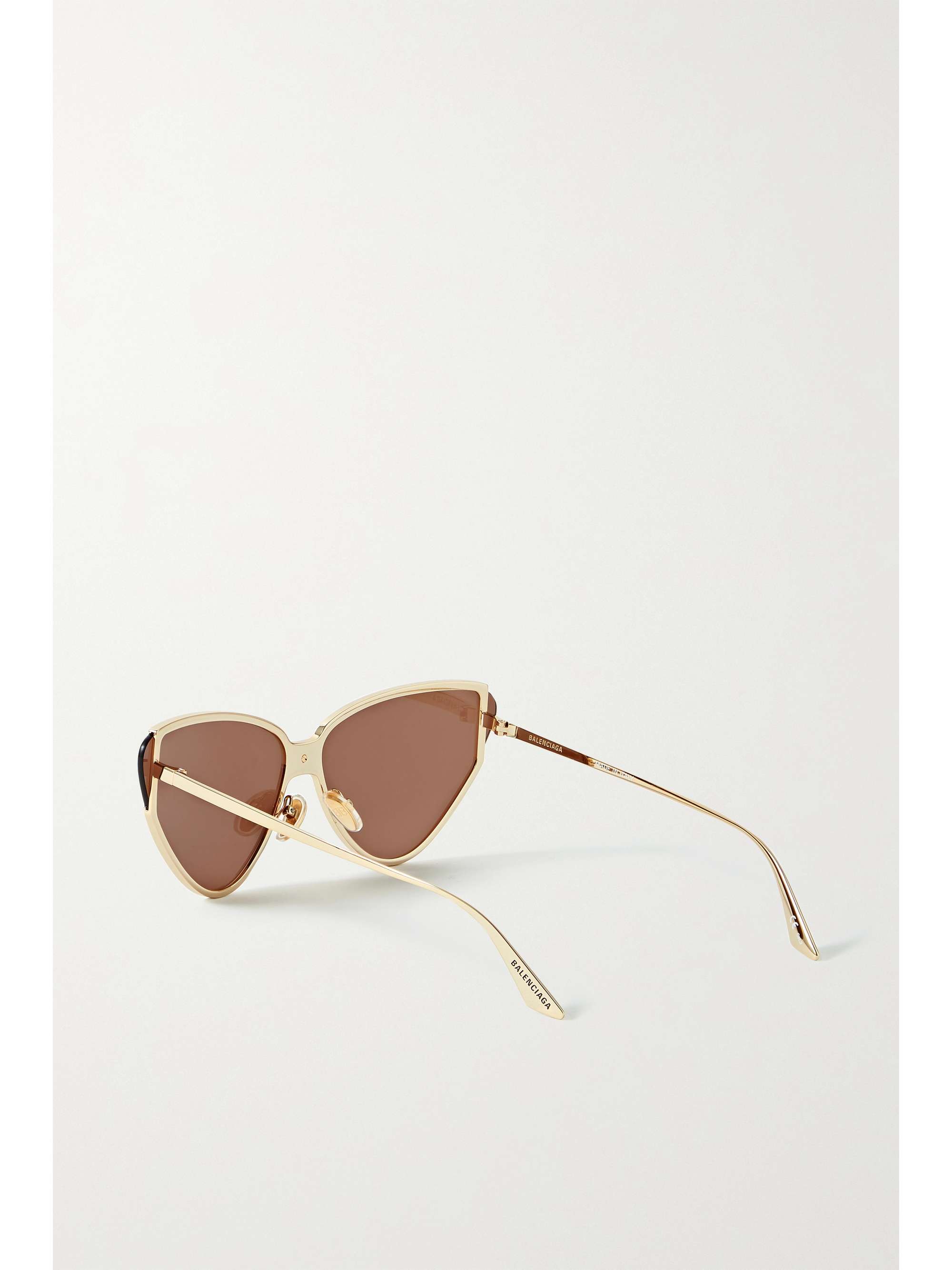BALENCIAGA EYEWEAR Shield cat-eye gold-tone sunglasses | NET
