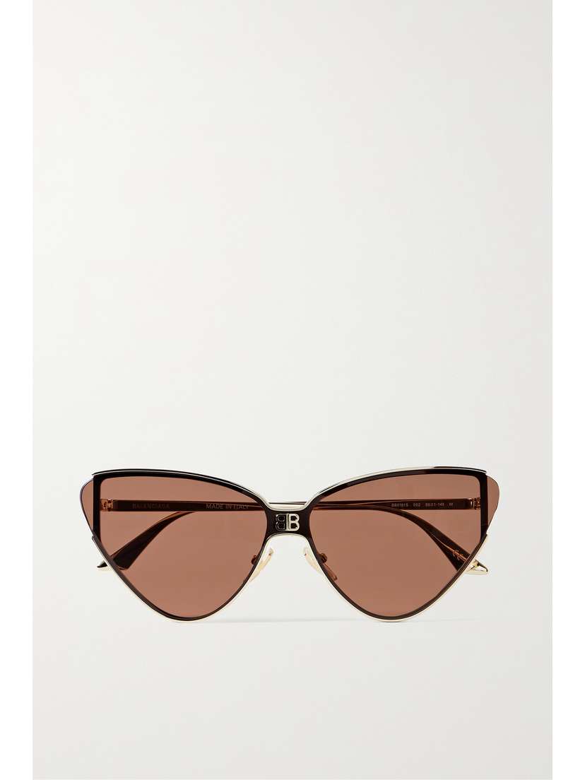 Balenciaga Shield Cat-eye Gold-tone Sunglasses