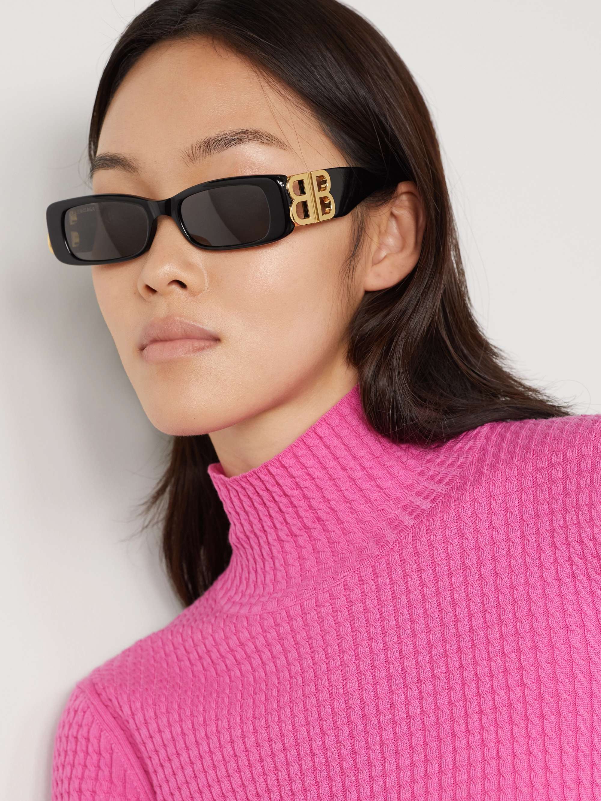 Black Dynasty square-frame acetate and gold-tone sunglasses