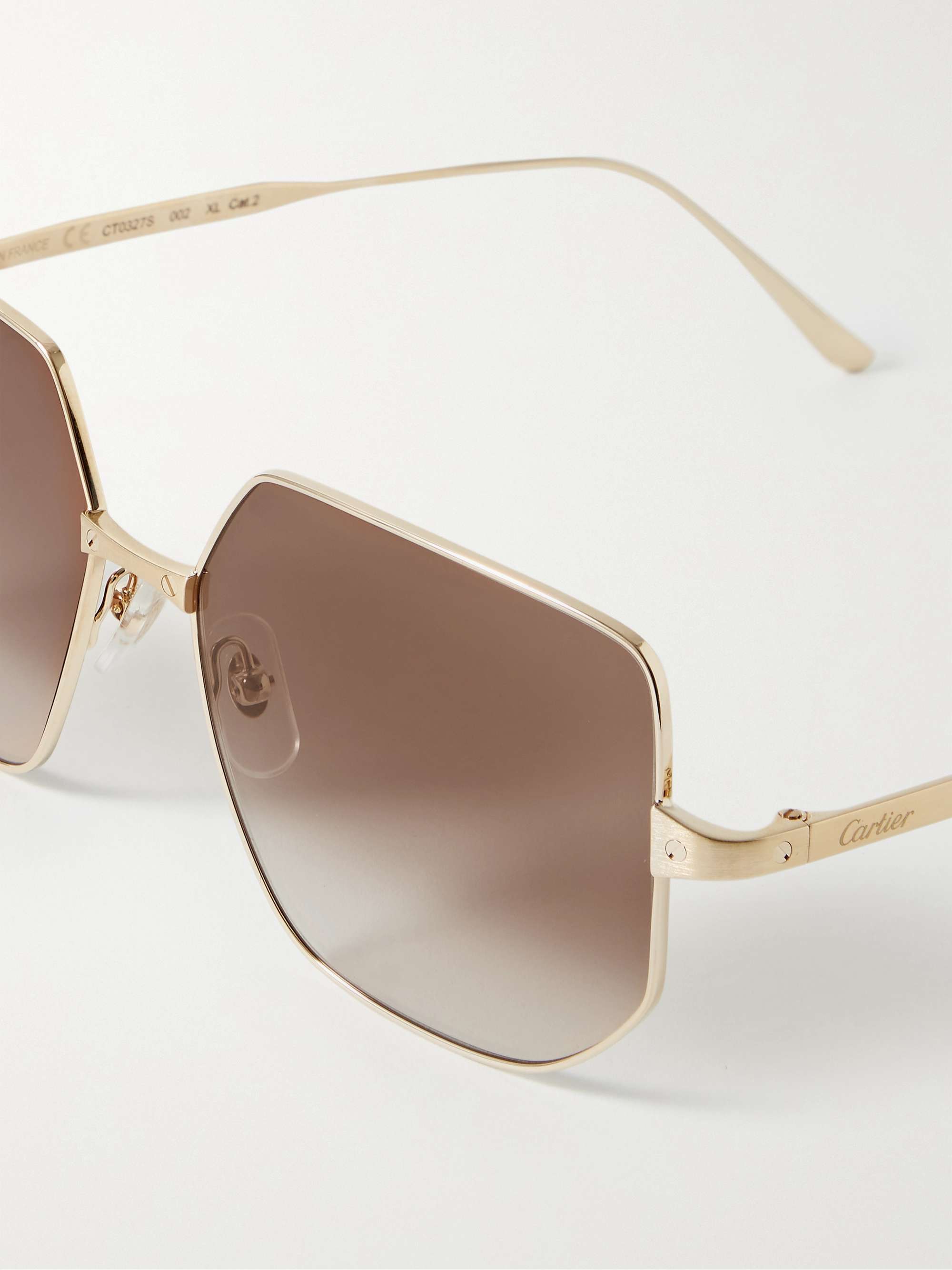 CARTIER EYEWEAR Santos de Cartier hexagonframe goldtone sunglasses
