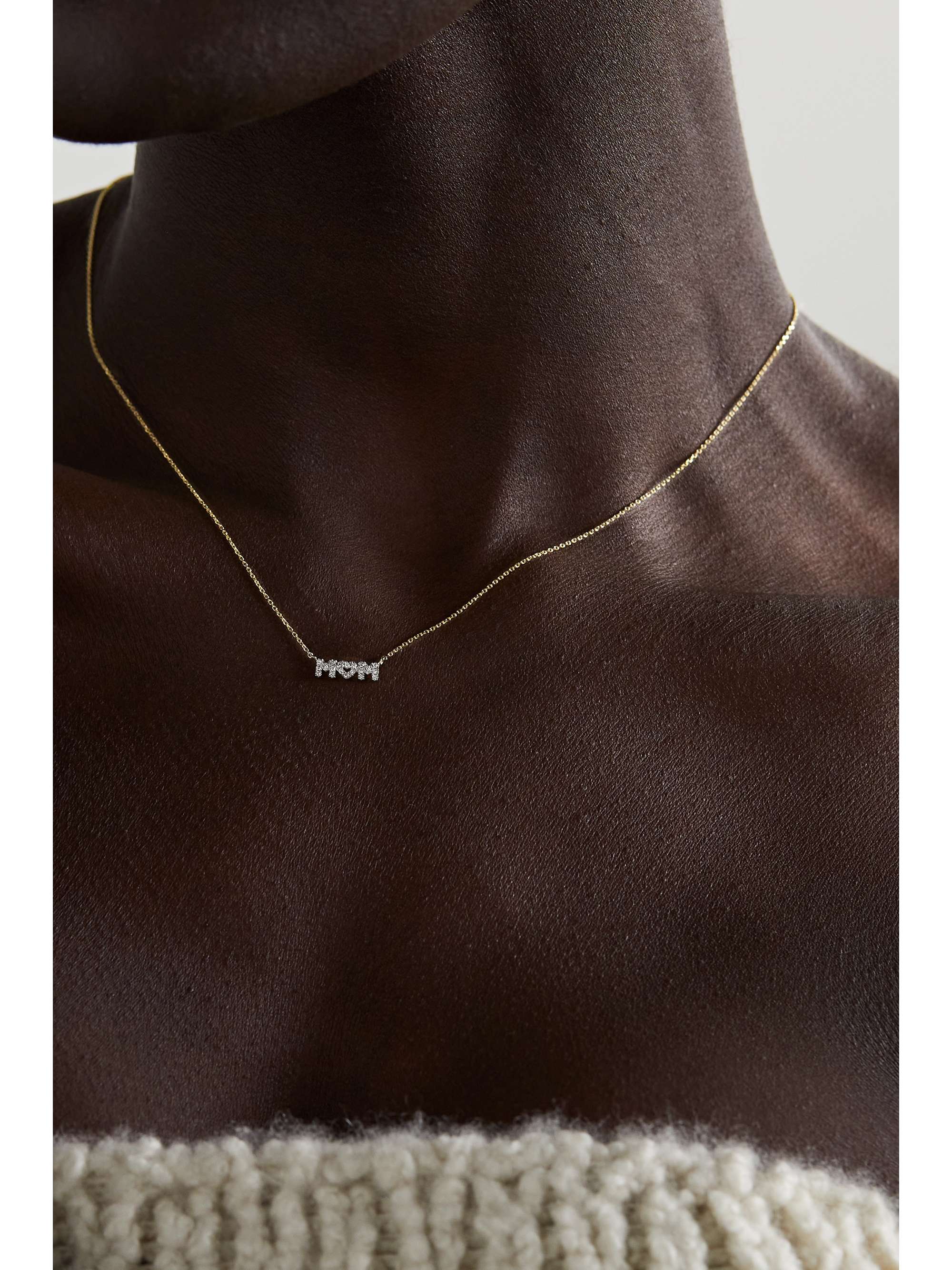 Gold Mom 10karat gold diamond necklace STONE AND STRAND NETAPORTER