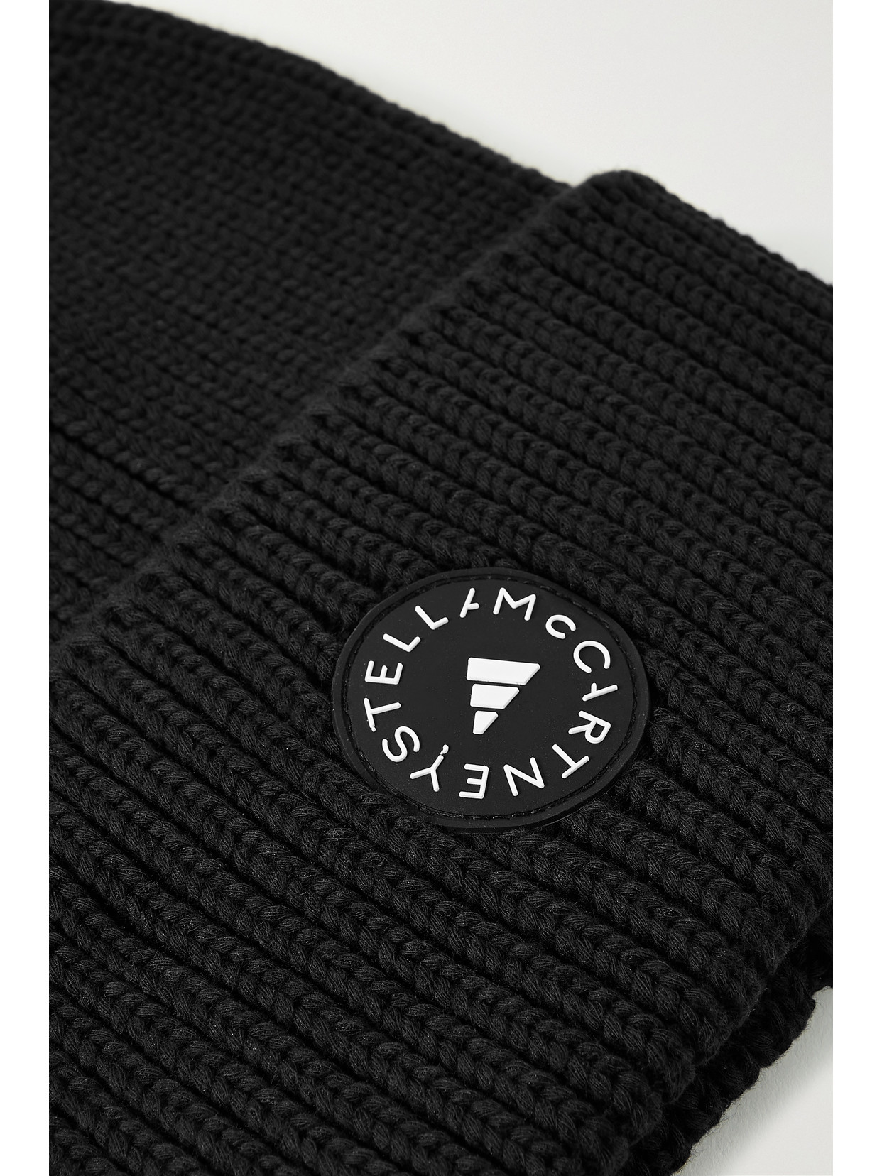 Adidas By Stella Mccartney Logo-print Organic Cotton And Recycled Polyester-blend Beanie Hat In Black