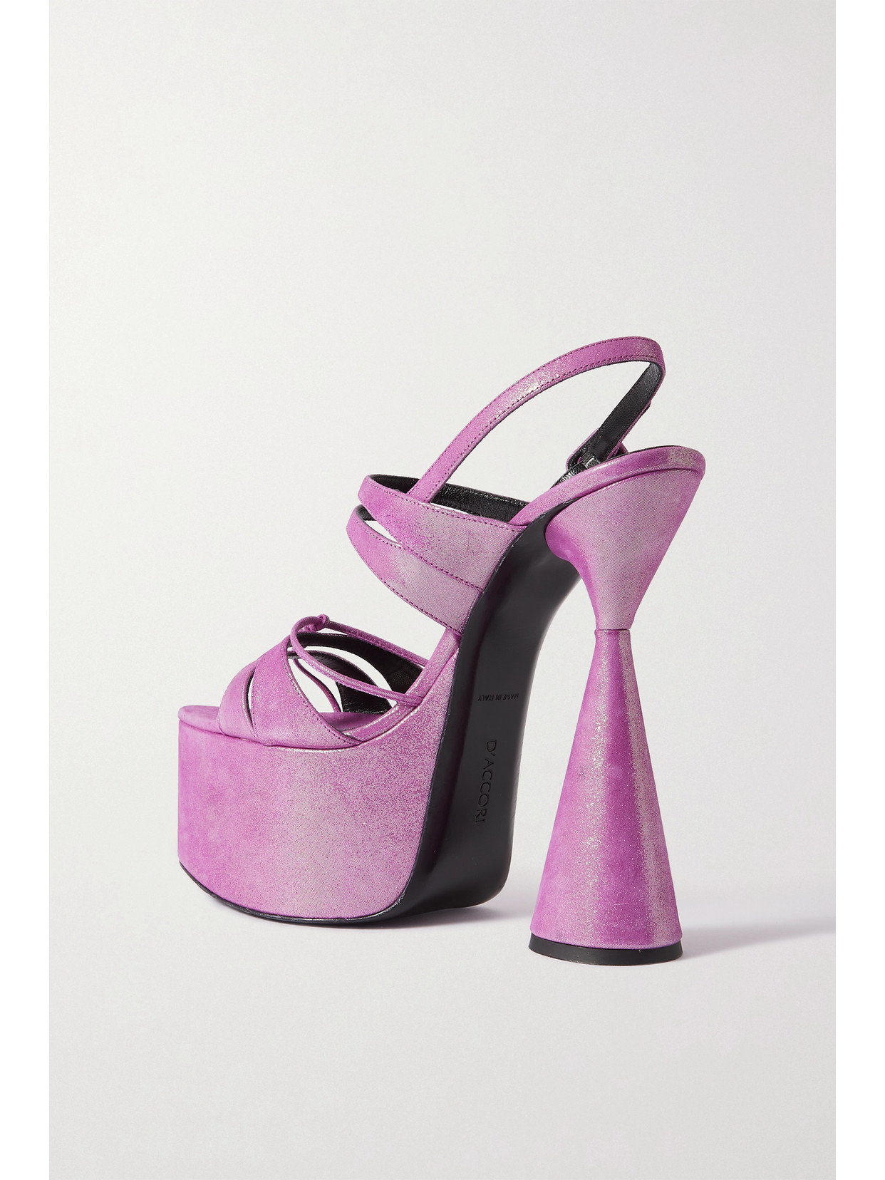D’accori Belle Glittered-leather Platform Sandals In Purple