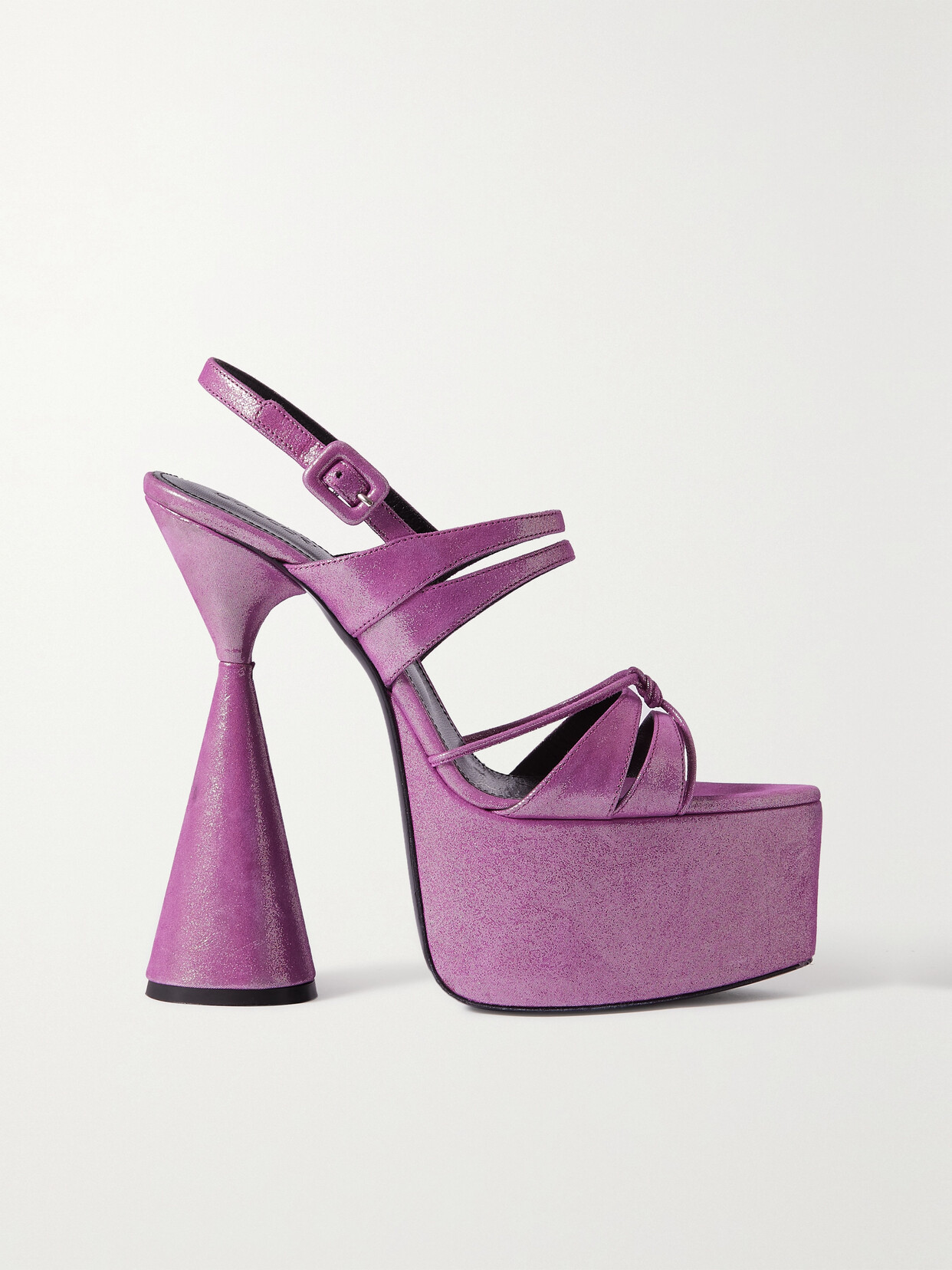 D'Accori - Belle Glittered-leather Platform Sandals - Purple