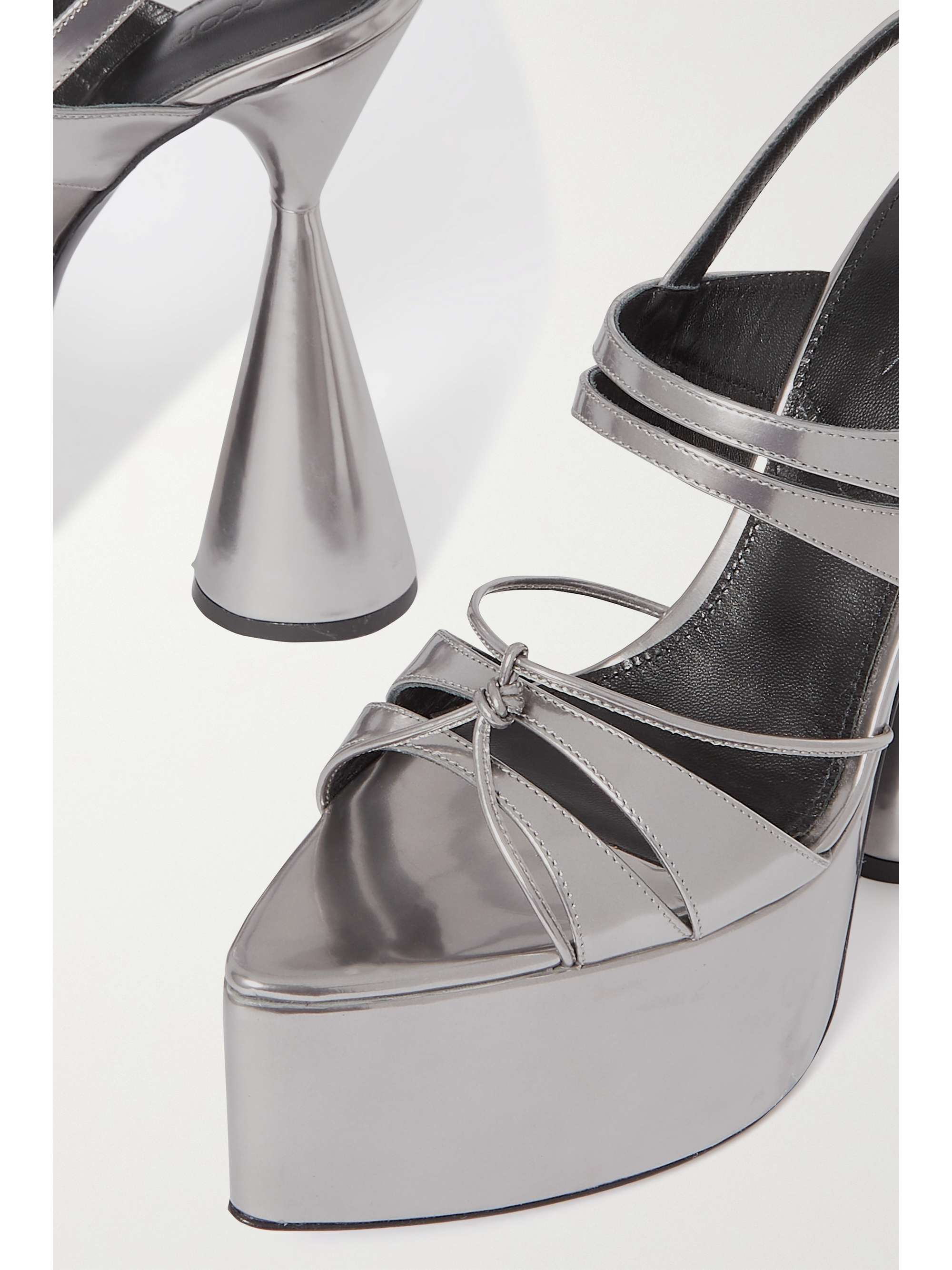 D'ACCORI Belle leather and satin platform sandals