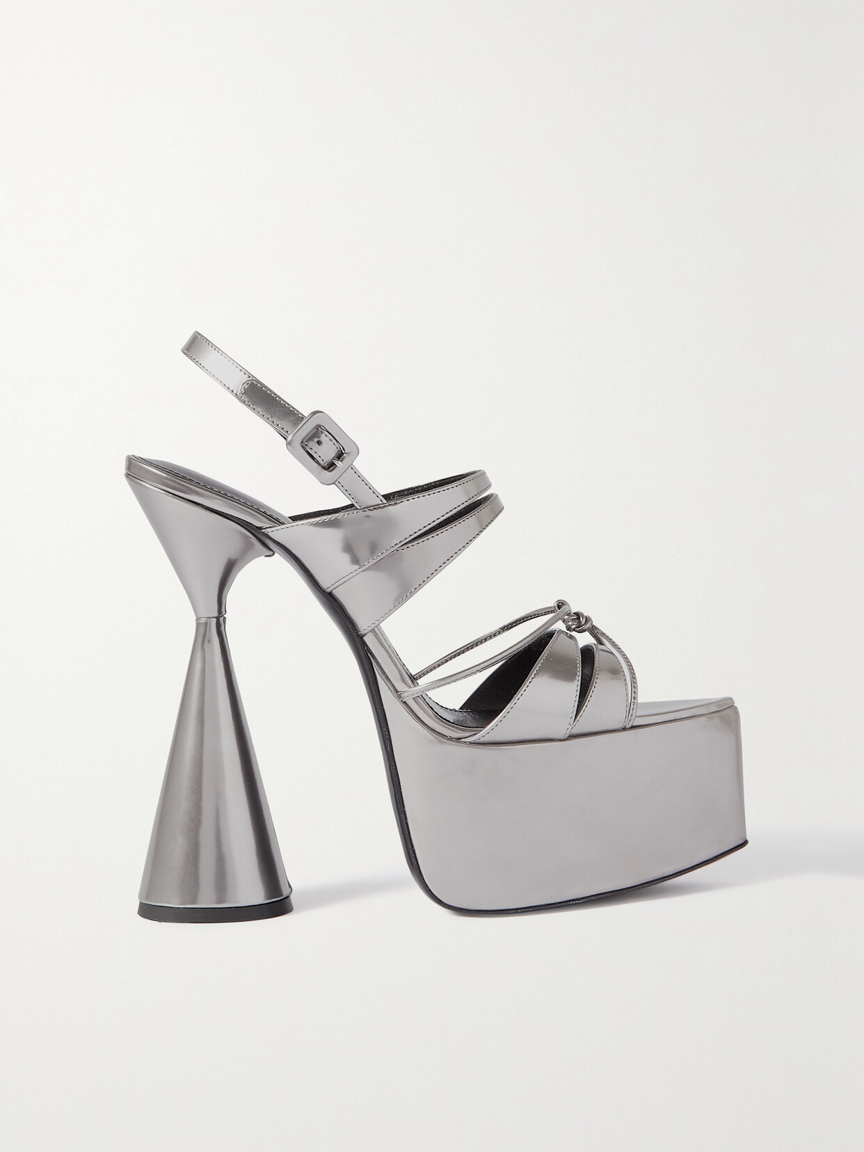 D’Accori D'Accori - Belle Metallic Glossed-leather Platform Sandals - Silver