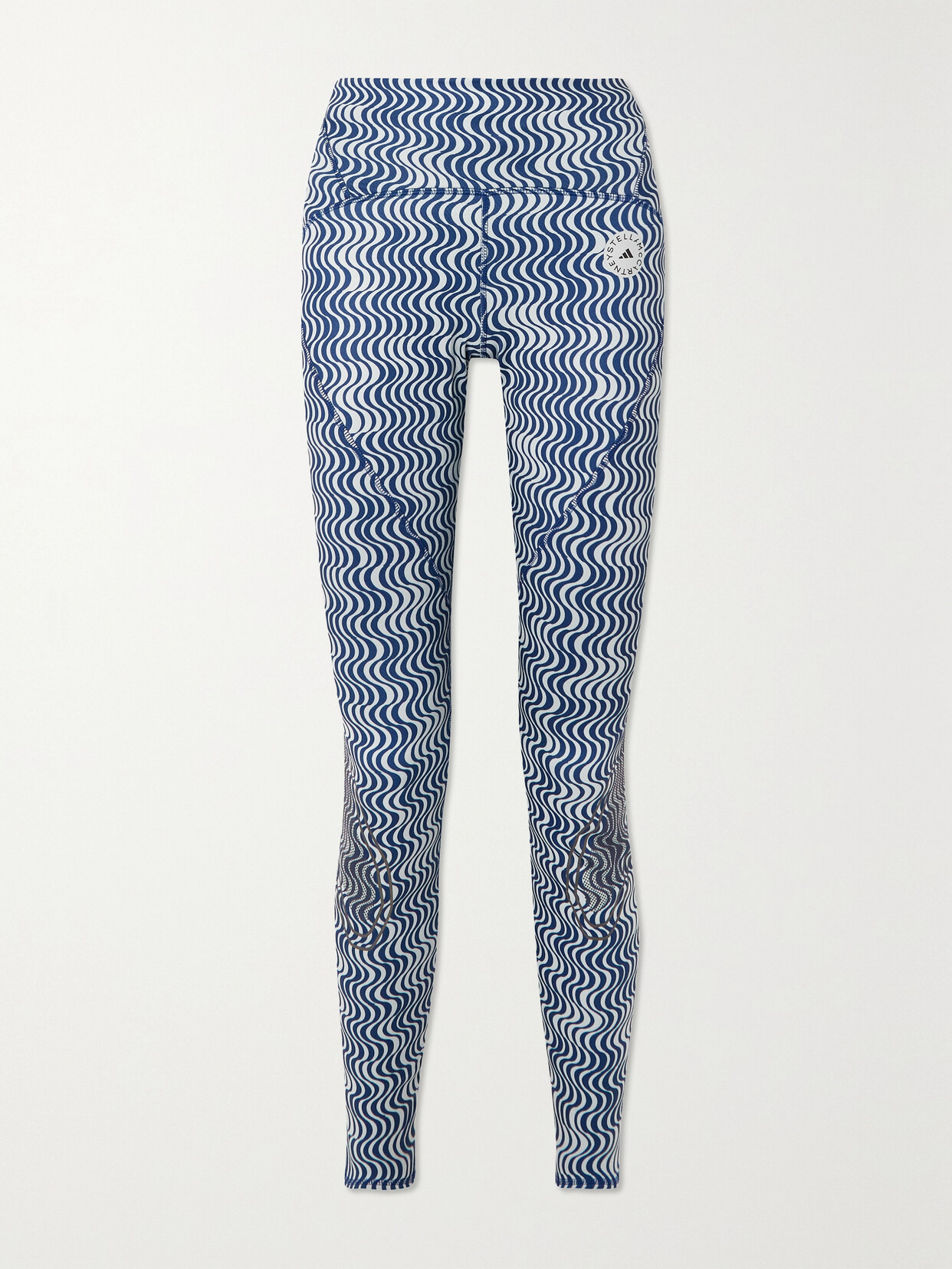 Adidas By Stella Mccartney Truepace High-rise Printed-jersey Leggings In Clear Onix/mystery Blue