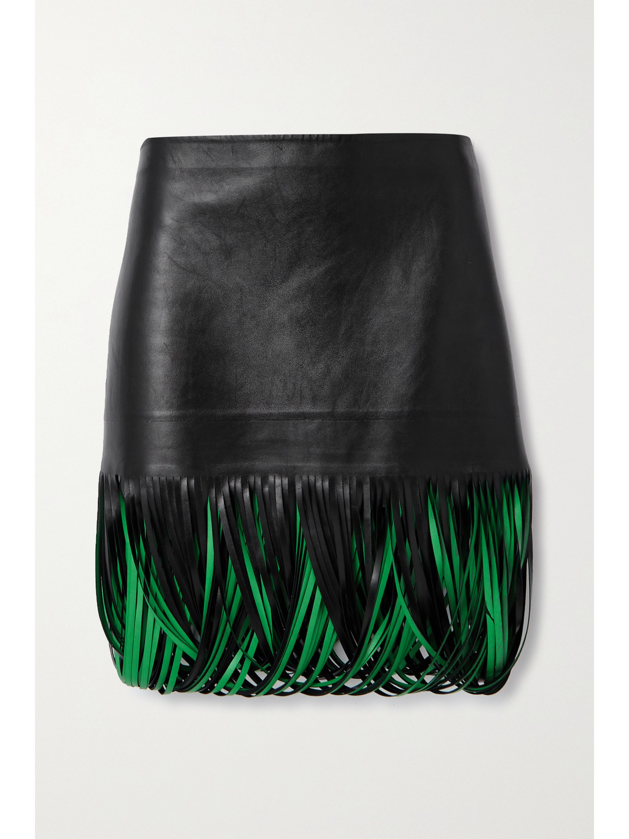 Bottega Veneta Fringe-trimmed Leather Miniskirt In Black