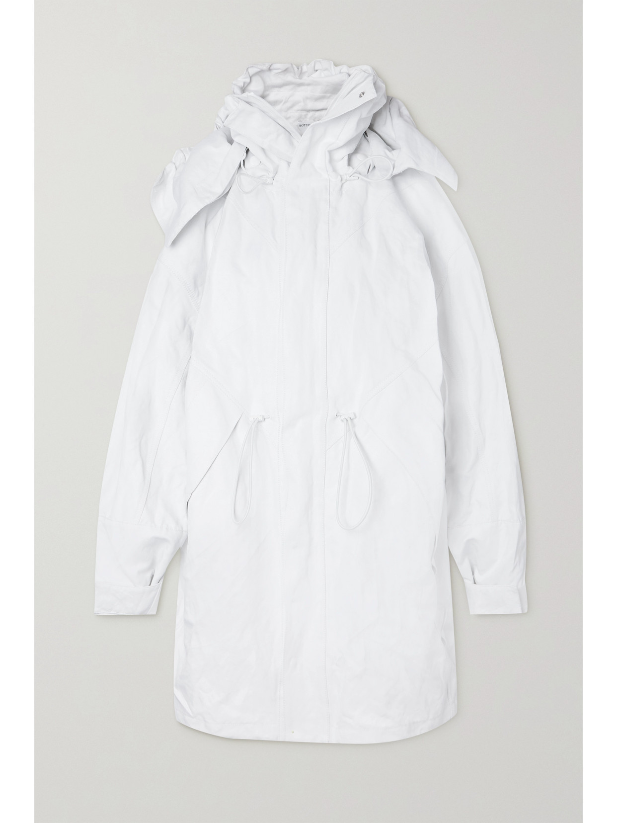 Bottega Veneta Oversized Hooded Crinkled Cotton-blend Twill Parka In White