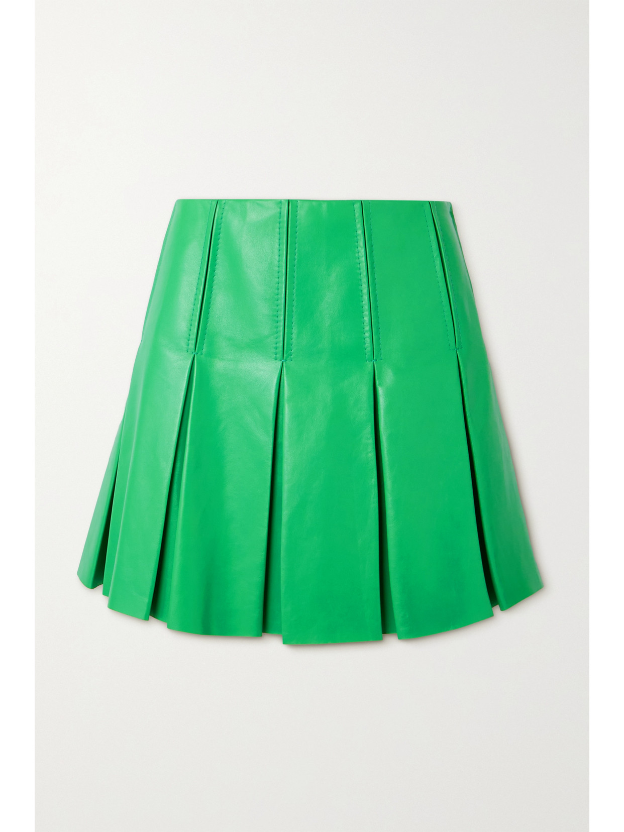 【送料&関税込】Bottega Veneta Leather Mini Skirt Bottega Veneta: Khaki Intrecciato Leather Miniskirt | SSENSE