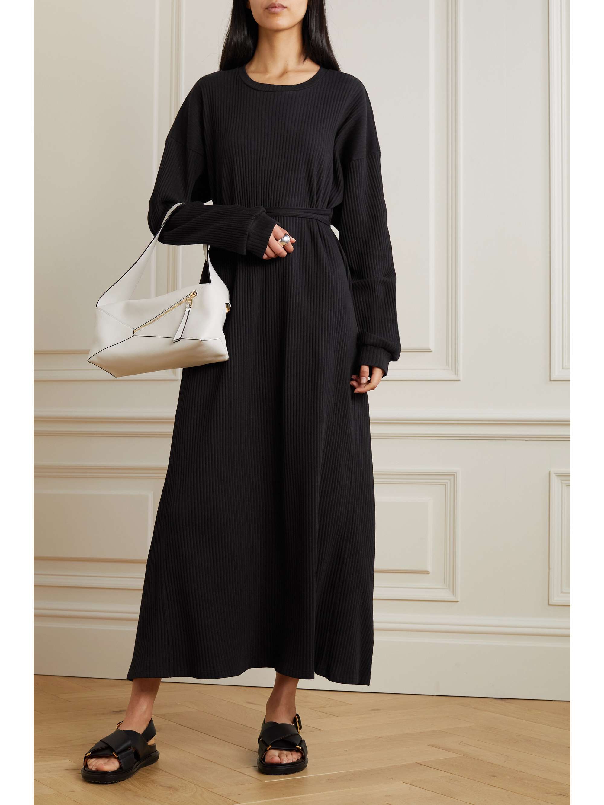 Shaw ribbed organic cotton-fleece dress