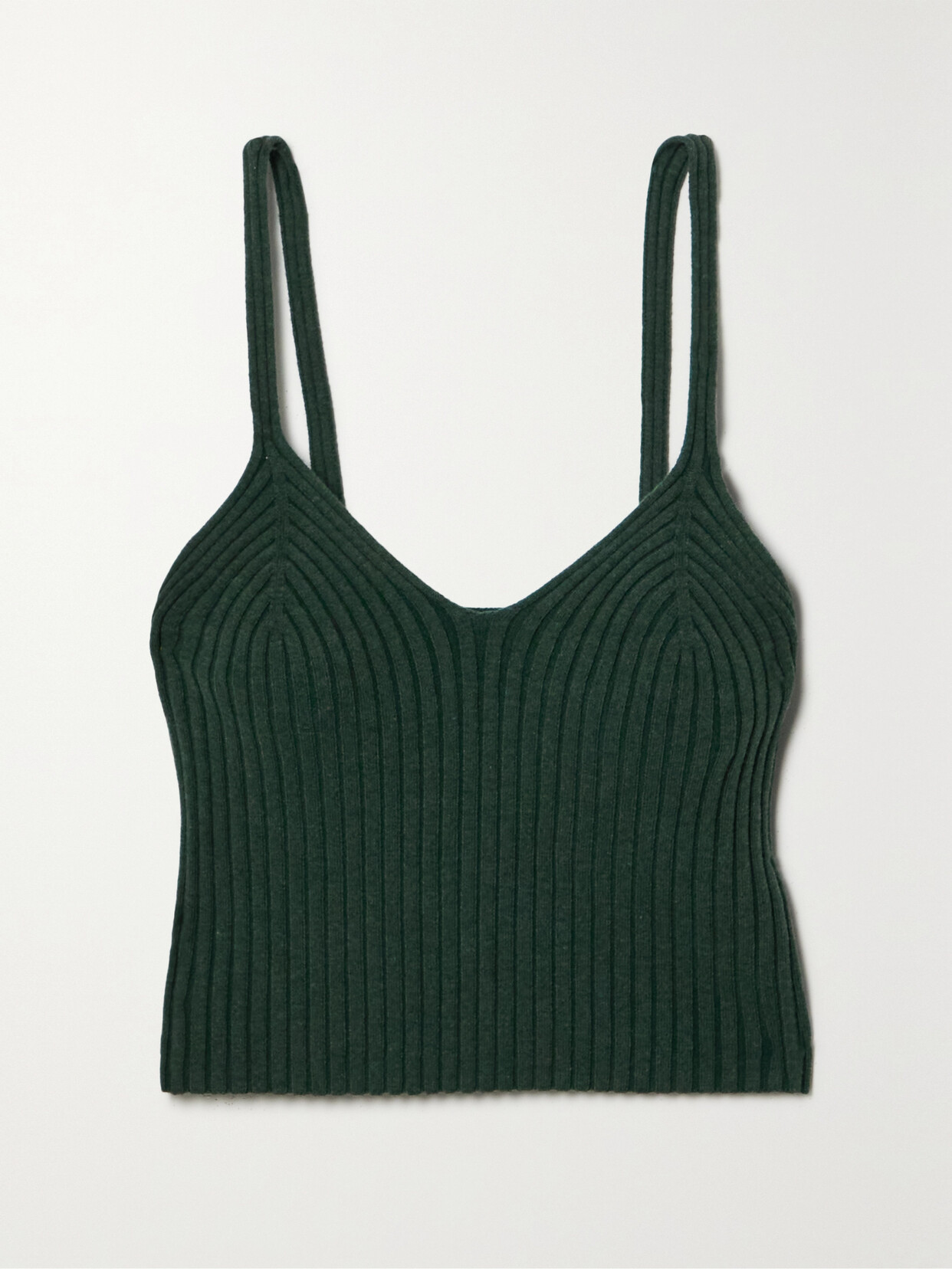 Cropped Ribbed Cotton-Blend Tank