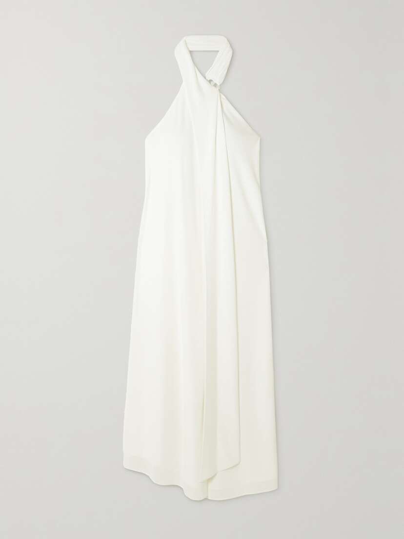 Halston Kali Draped Jersey-crepe Halterneck Midi Dress