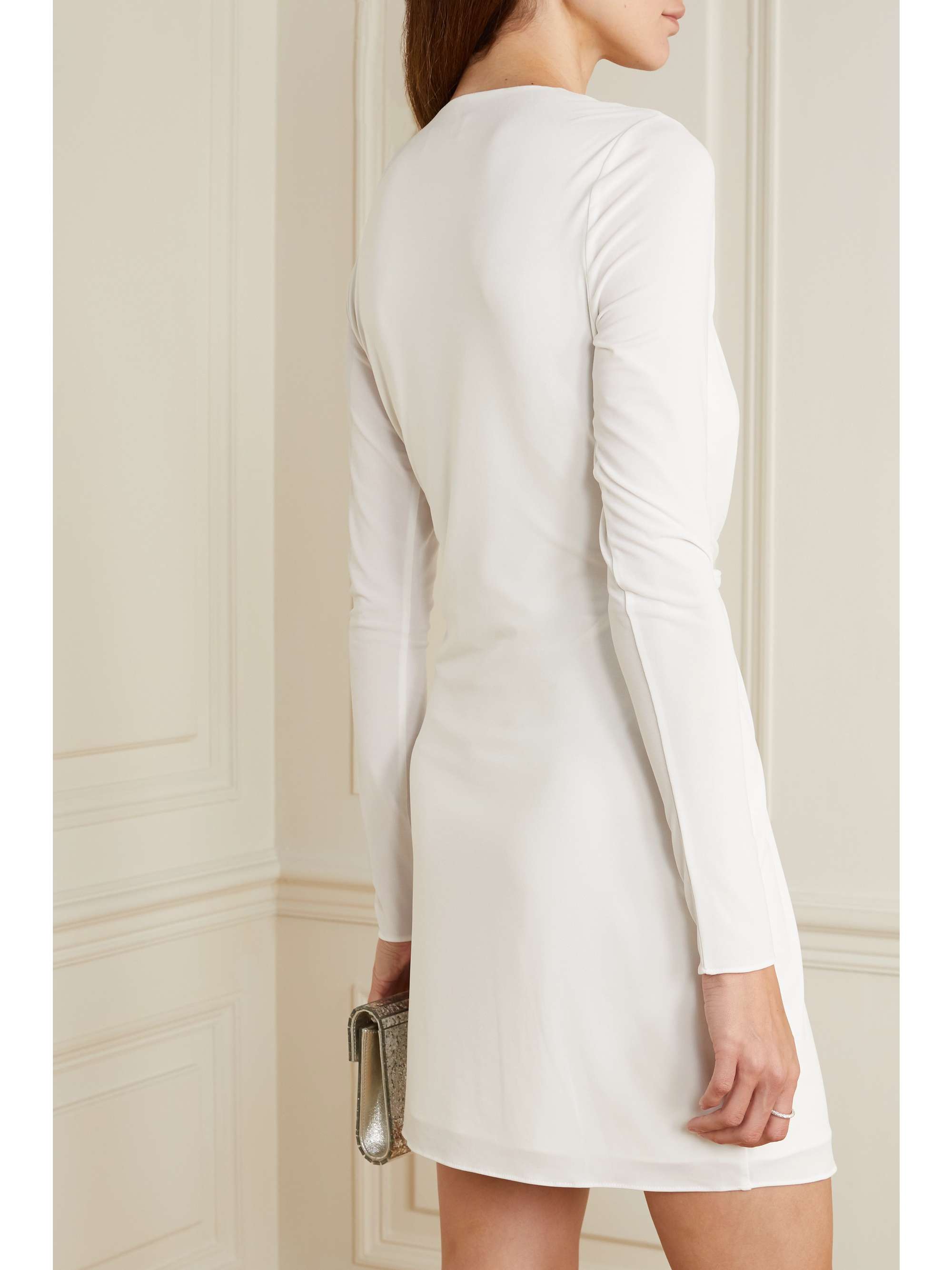 HALSTON Jaycee twisted stretch-jersey mini dress
