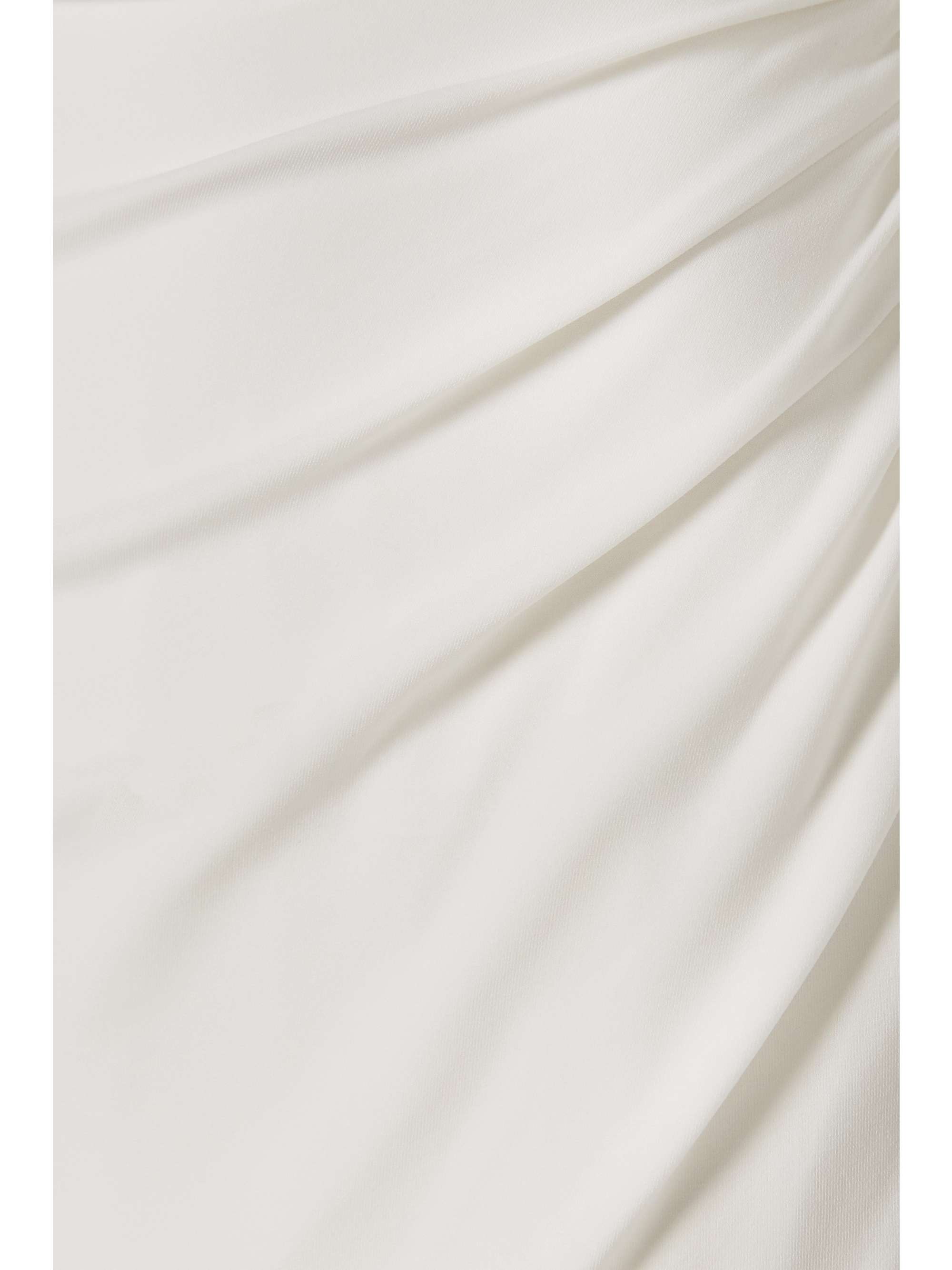 HALSTON Ellen one-shoulder cape-effect ruched stretch-crepe gown