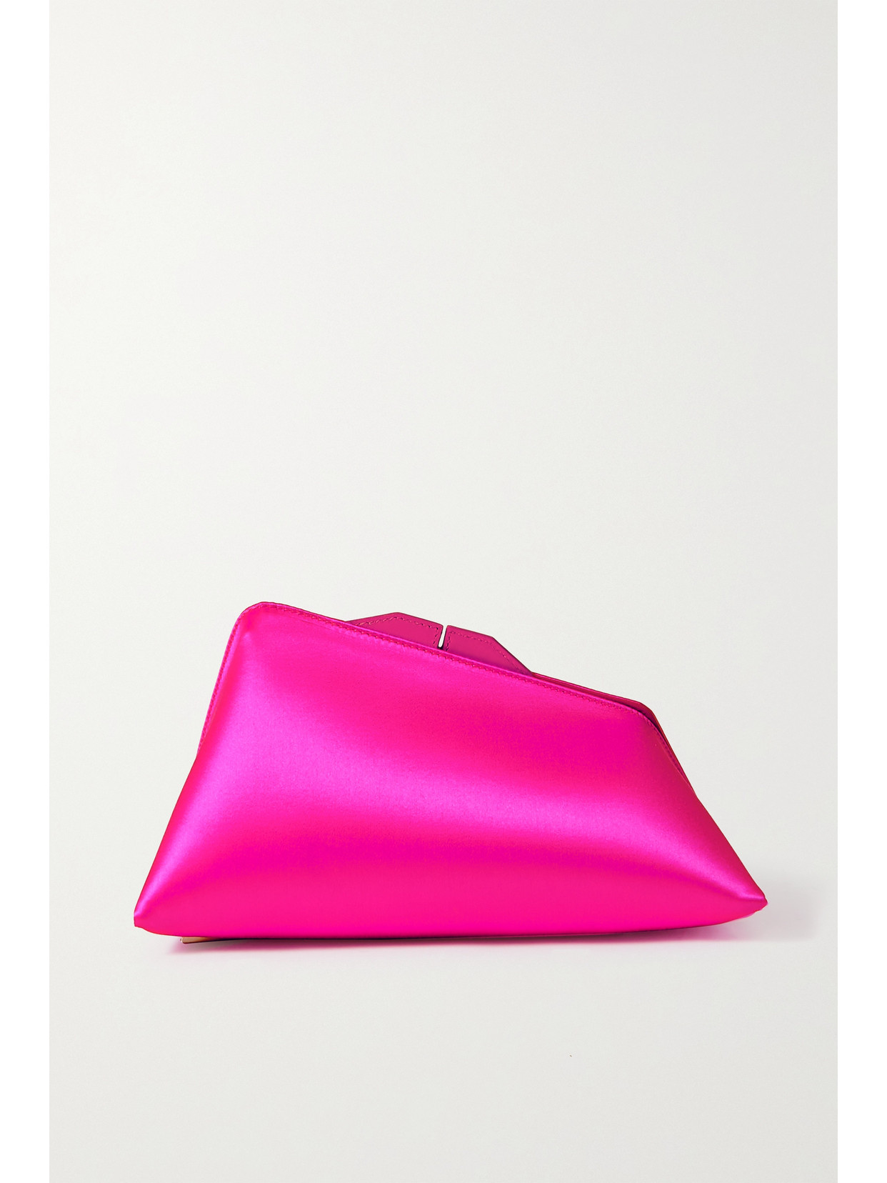 Attico Large Leather-trimmed Satin Clutch In Pink
