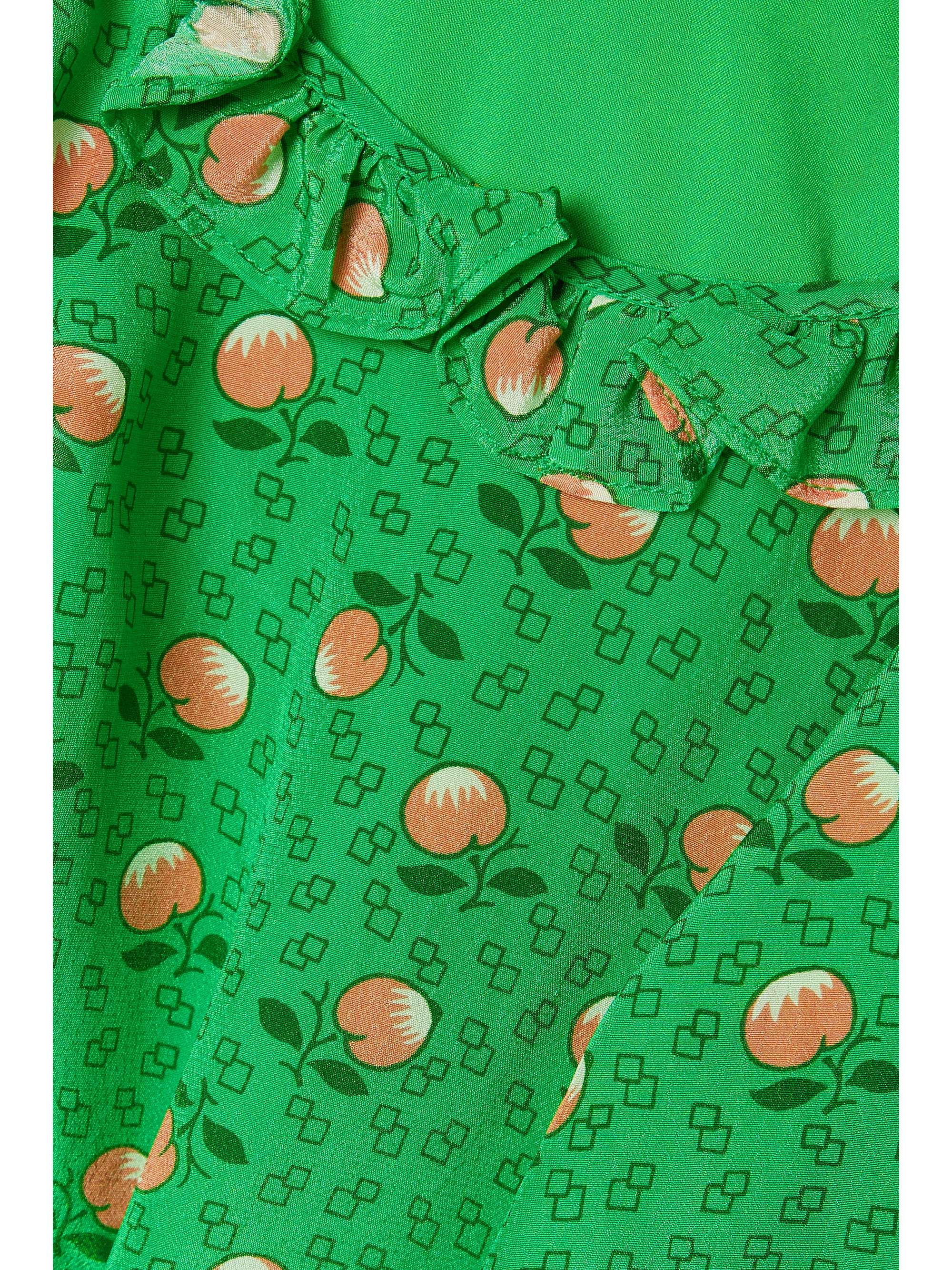 HVN Danica ruffled printed crepe de chine midi dress